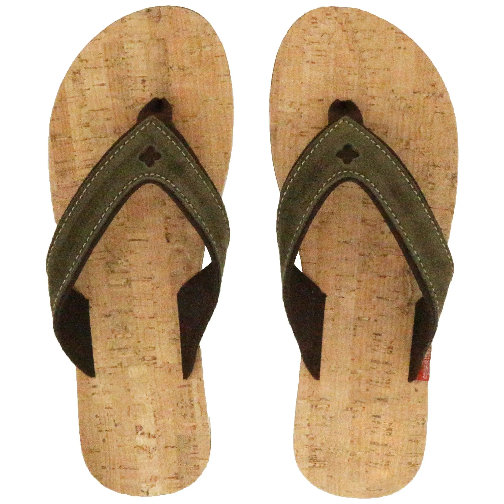 Tong bride large en cuir et liège SPERONE 40/41 Vert