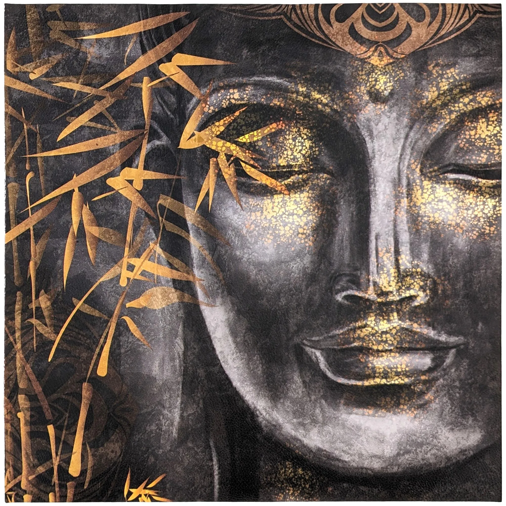 Carré de tissu similicuir 44x44 cm KARIA bouddha gold gris et doré