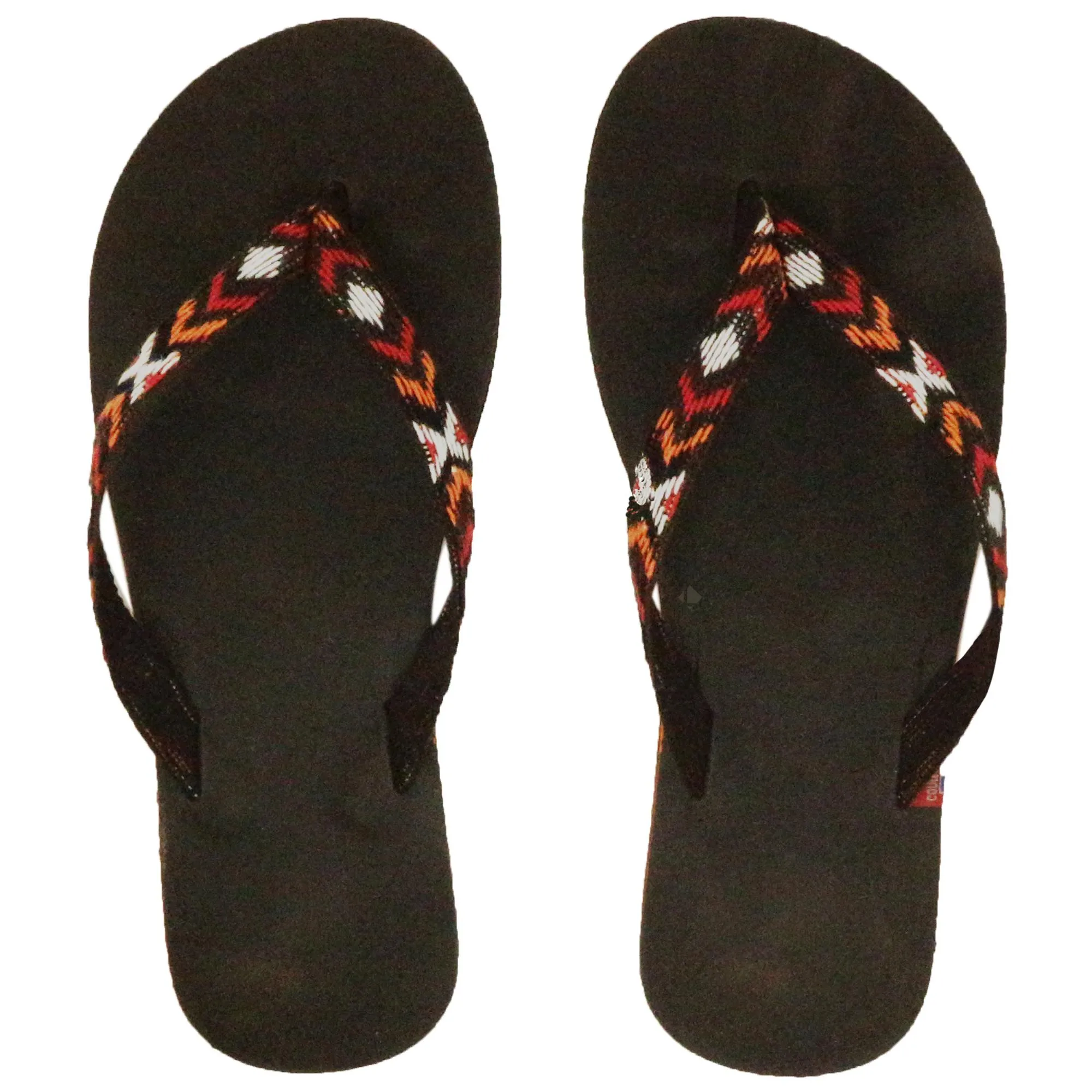 Tong en cuir motif ikat MAYA taille 34/35 marron Chocolat