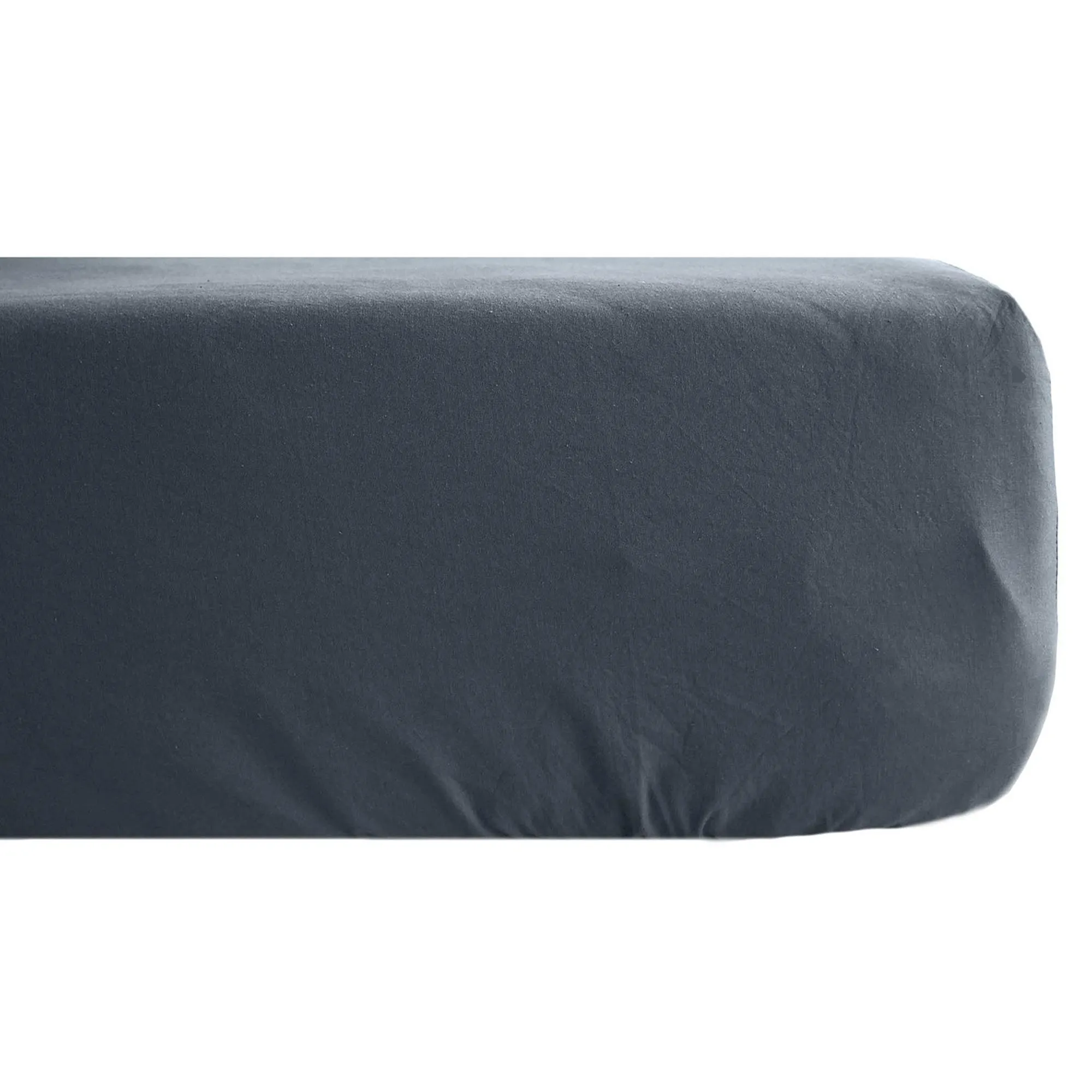 Drap housse 140x190 cm pur coton lavé PALACE noir granit