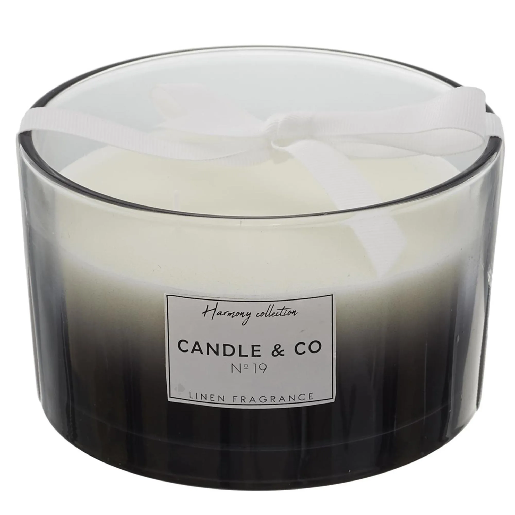 Bougie parfumée 3 mèches en coton HARMONY senteur linge frais noir