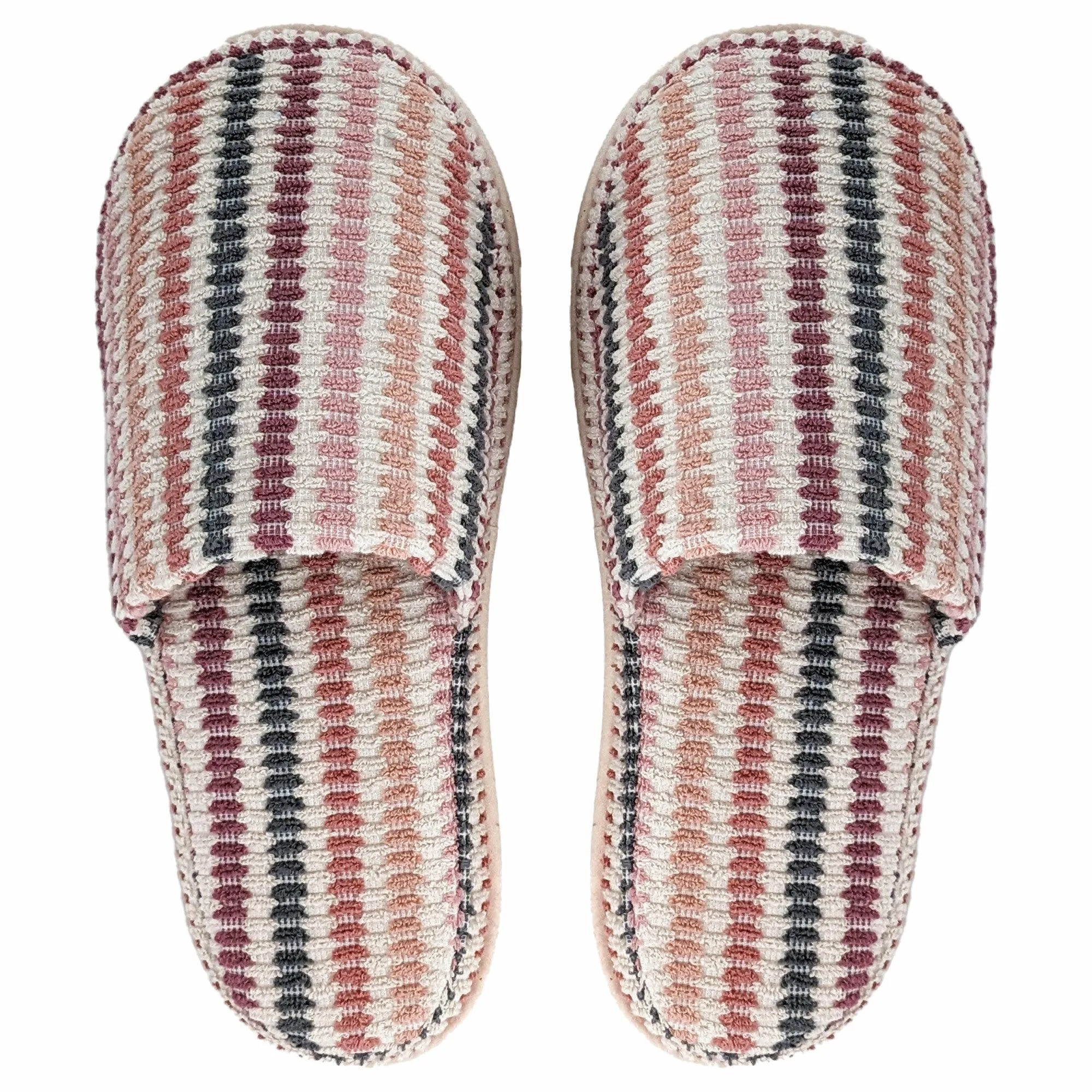 Chaussons à rayures taille S/M 100% coton collection BREEZE rose