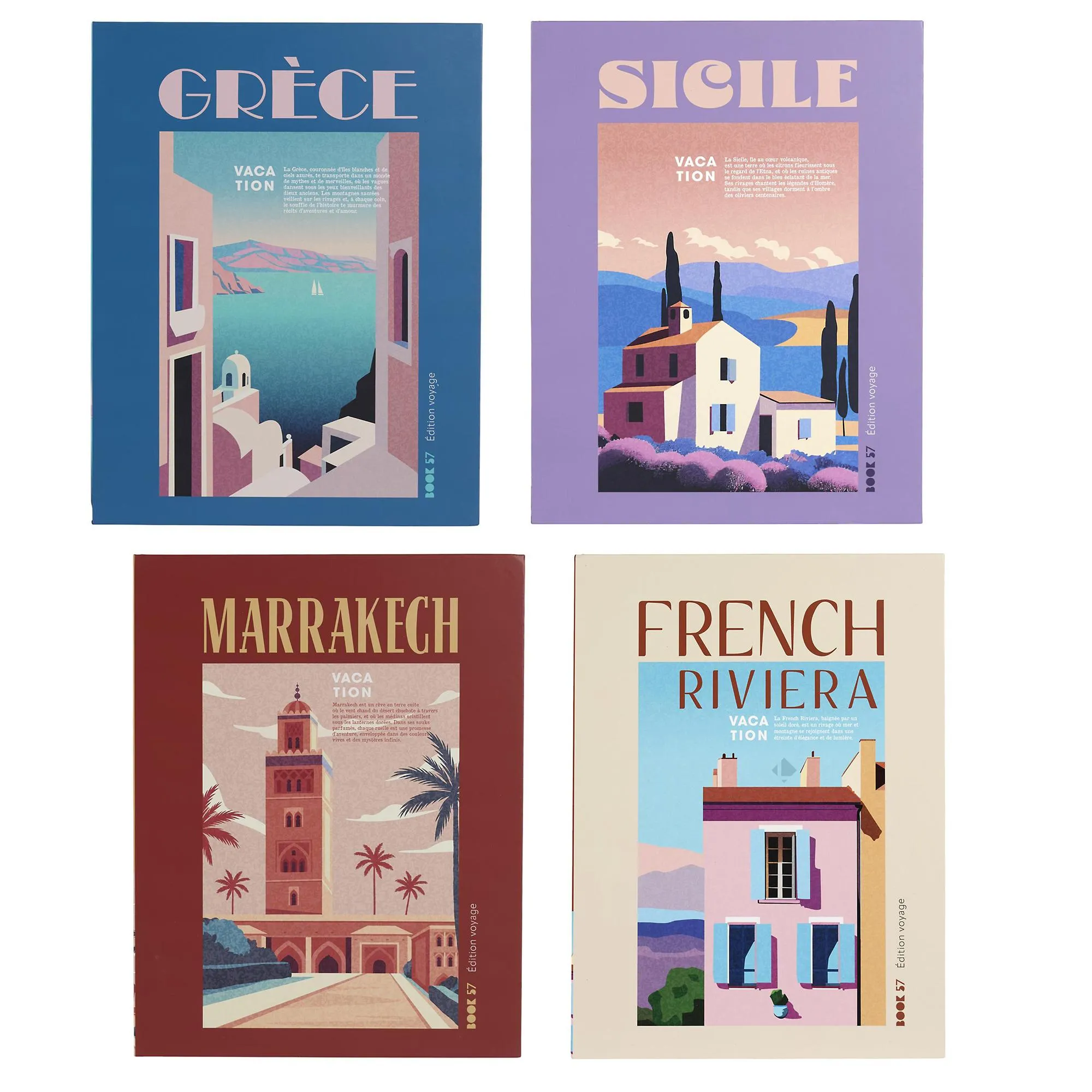 Lot de 4 livres de rangement collection VOYAGES coloris multicolore