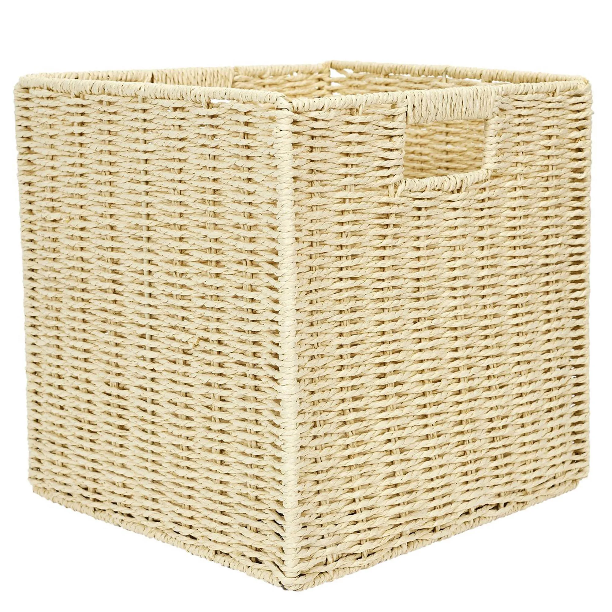 Cube de rangement tressé décoratif NATURAL BRAID 30x30x30 cm beige