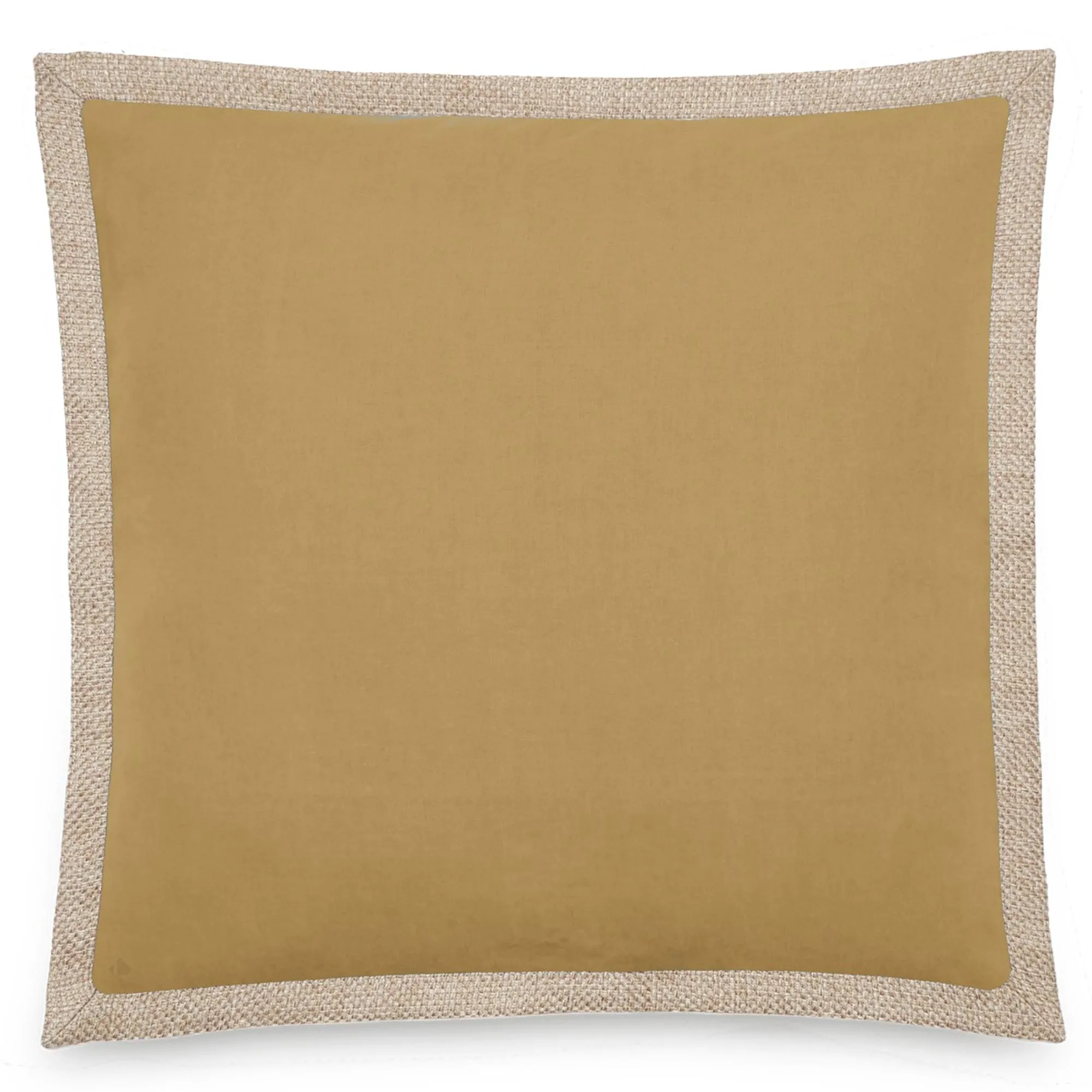 Housse de coussin coton et lin 45x45 cm LUZIA finition volant en jute jaune houblon
