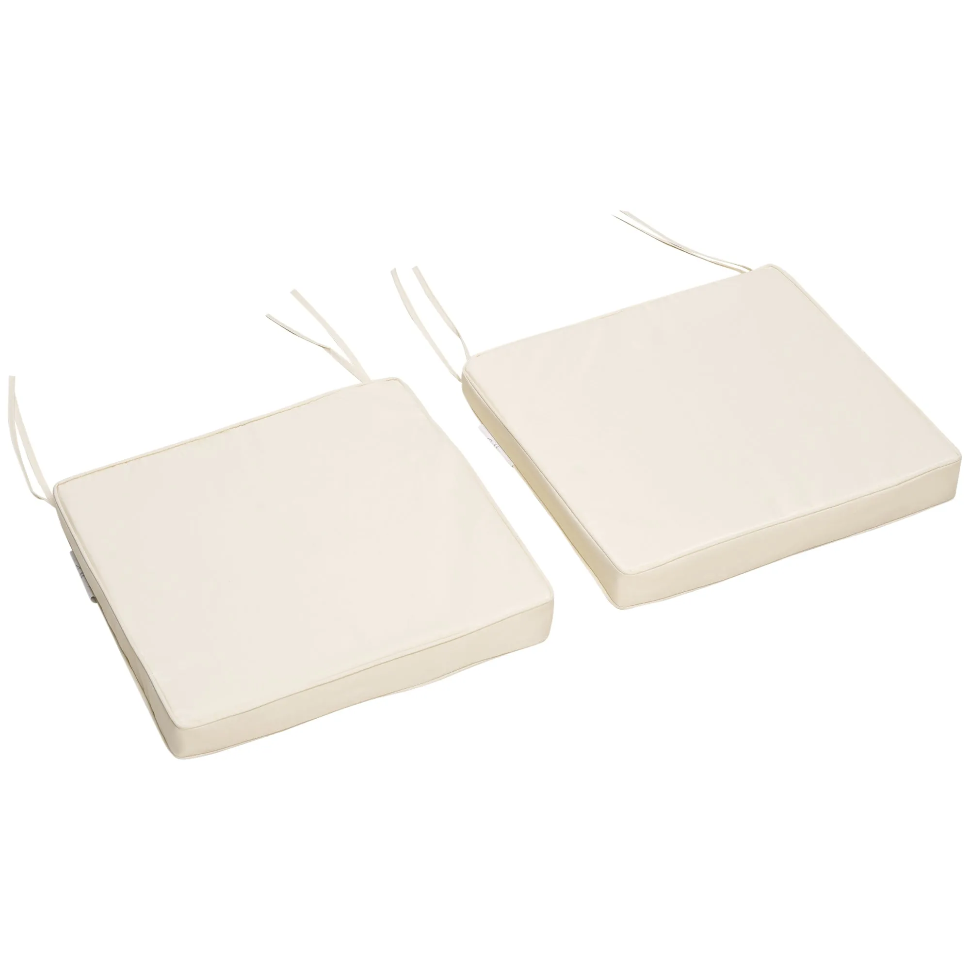 45 x 45 cm Set of 2 Garden Chair Cushions Cream White with Ties Replacement Cushions for Outdoor Furniture