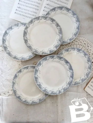 6 assiettes à dessert en terre de fer Sarreguemines modèle Luchon