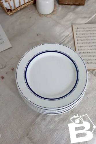 6 assiettes à dessert vintage porcelaine style bistrot