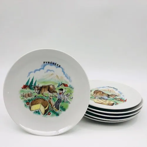 6 Assiettes à fromage en porcelaine. Euro Porcelaine