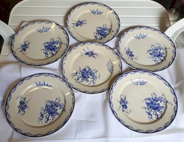 6 assiettes Sarreguemines série Watteau