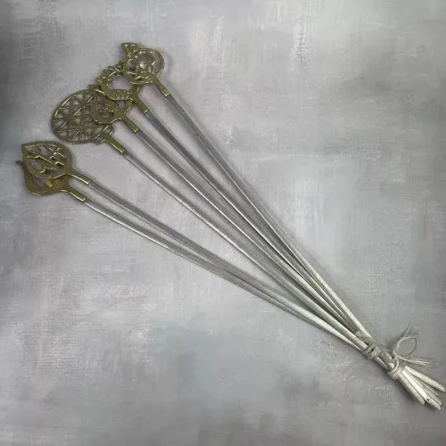 6 grandes broches / brochettes / piques pour barbecue BBQ inox Long.~42cm