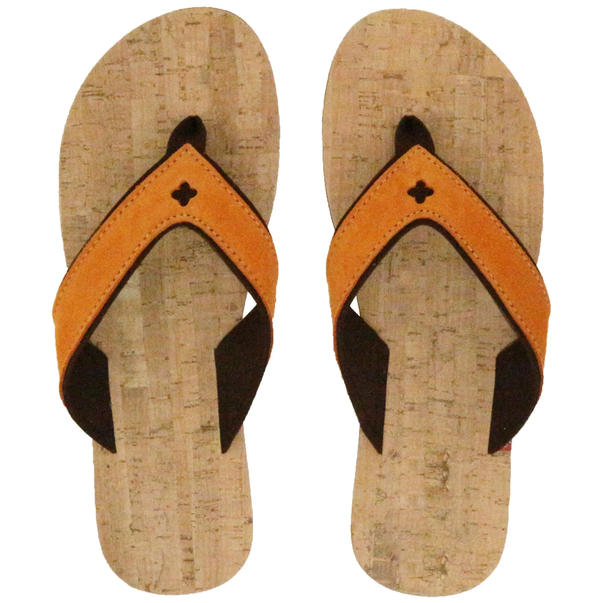 Tong bride large en cuir et liège SPERONE 42/43 Orange