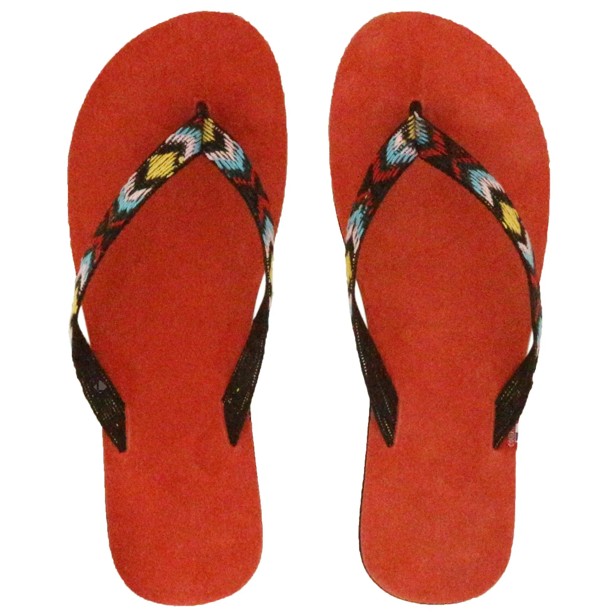 Tong en cuir motif ikat MAYA taille 46/47 rouge Corail