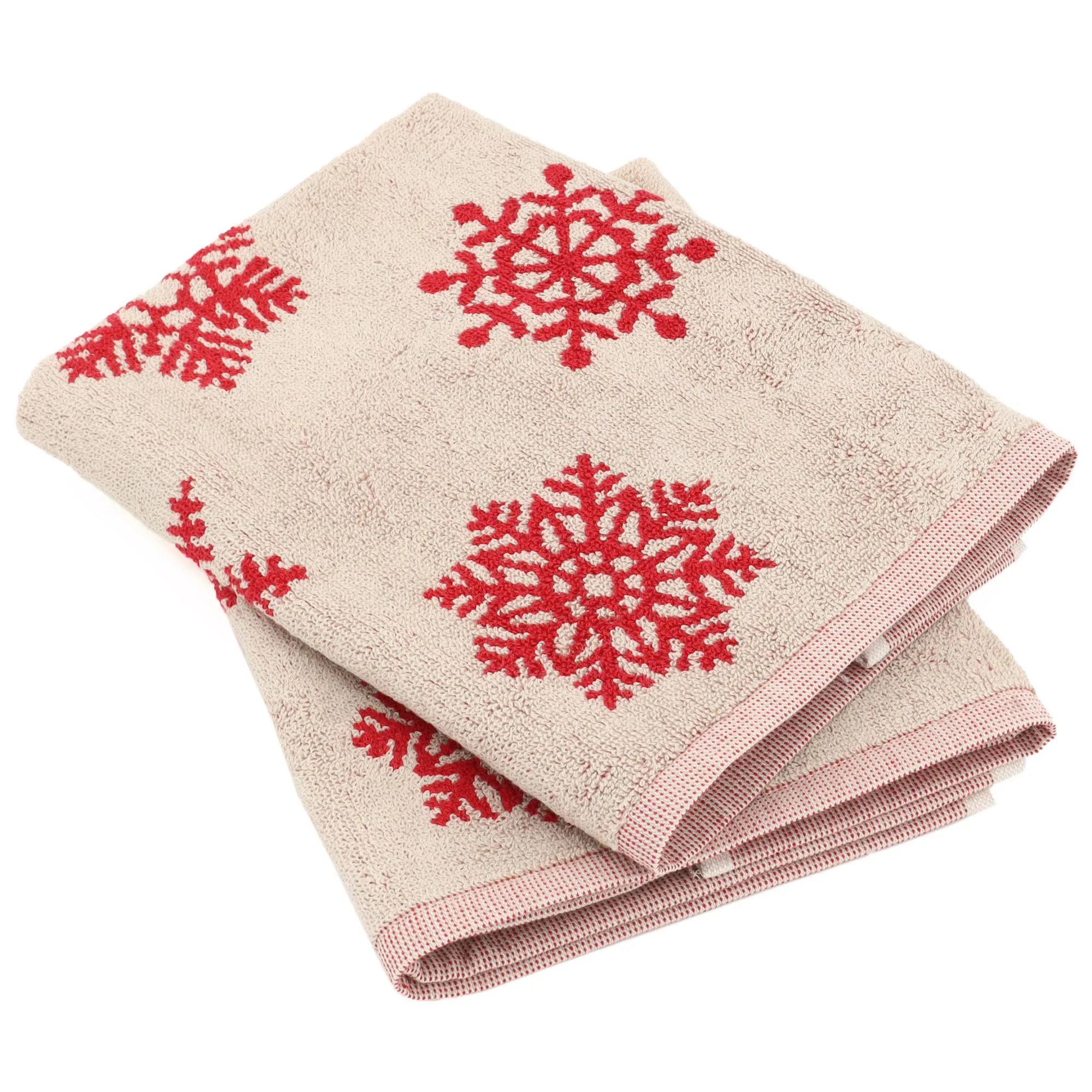 Lot de 2 torchons de cuisine éponge 50x50 cm coton ICE rouge