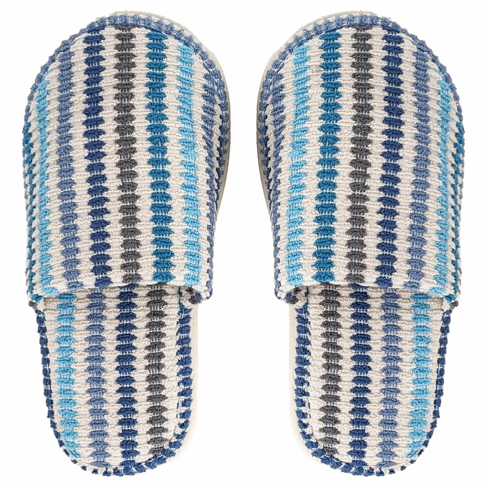 Chaussons à rayures taille S/M 100% coton collection BREEZE bleu