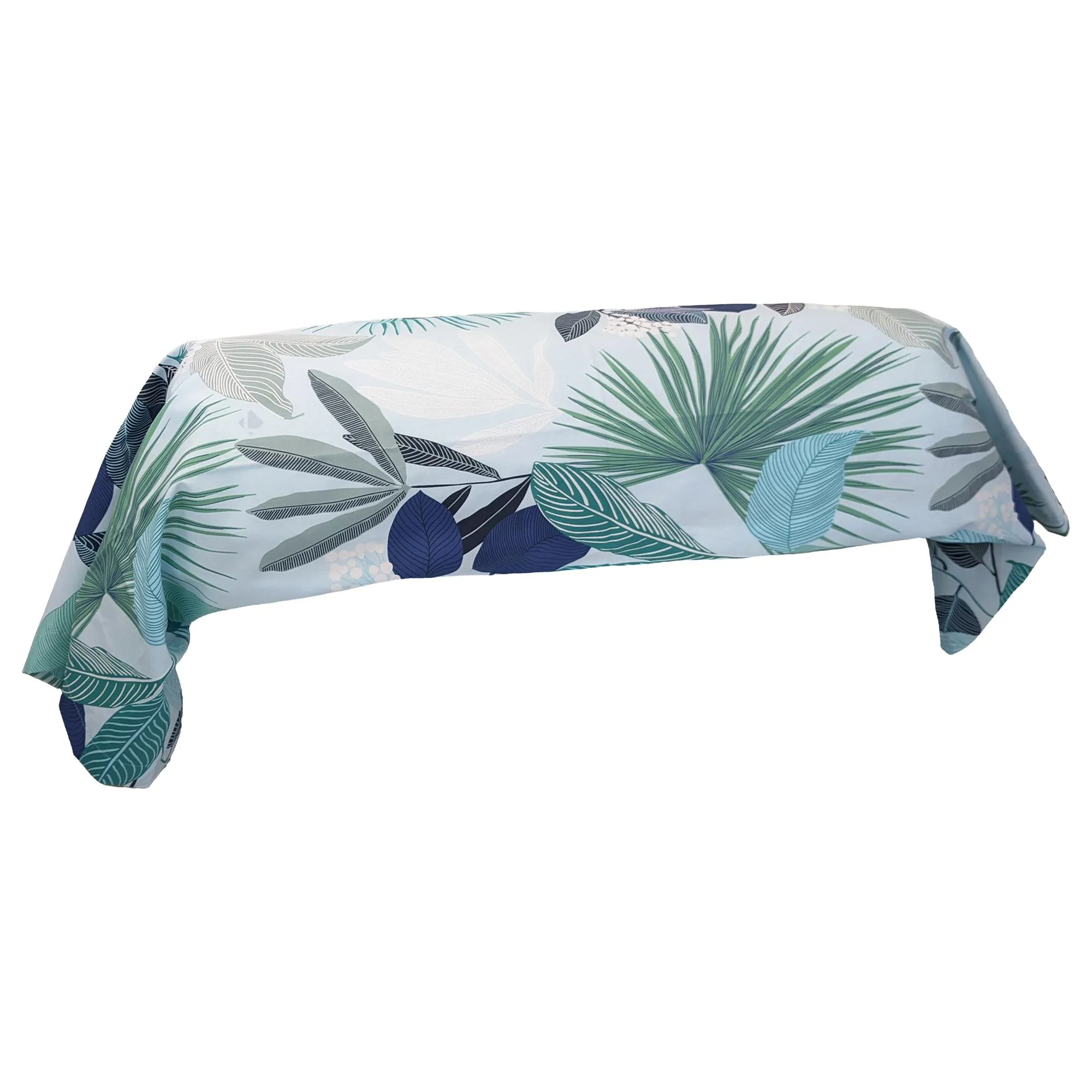 Taie de traversin 240x43 cm percale de coton MOOREA PACIFIC bleu/vert