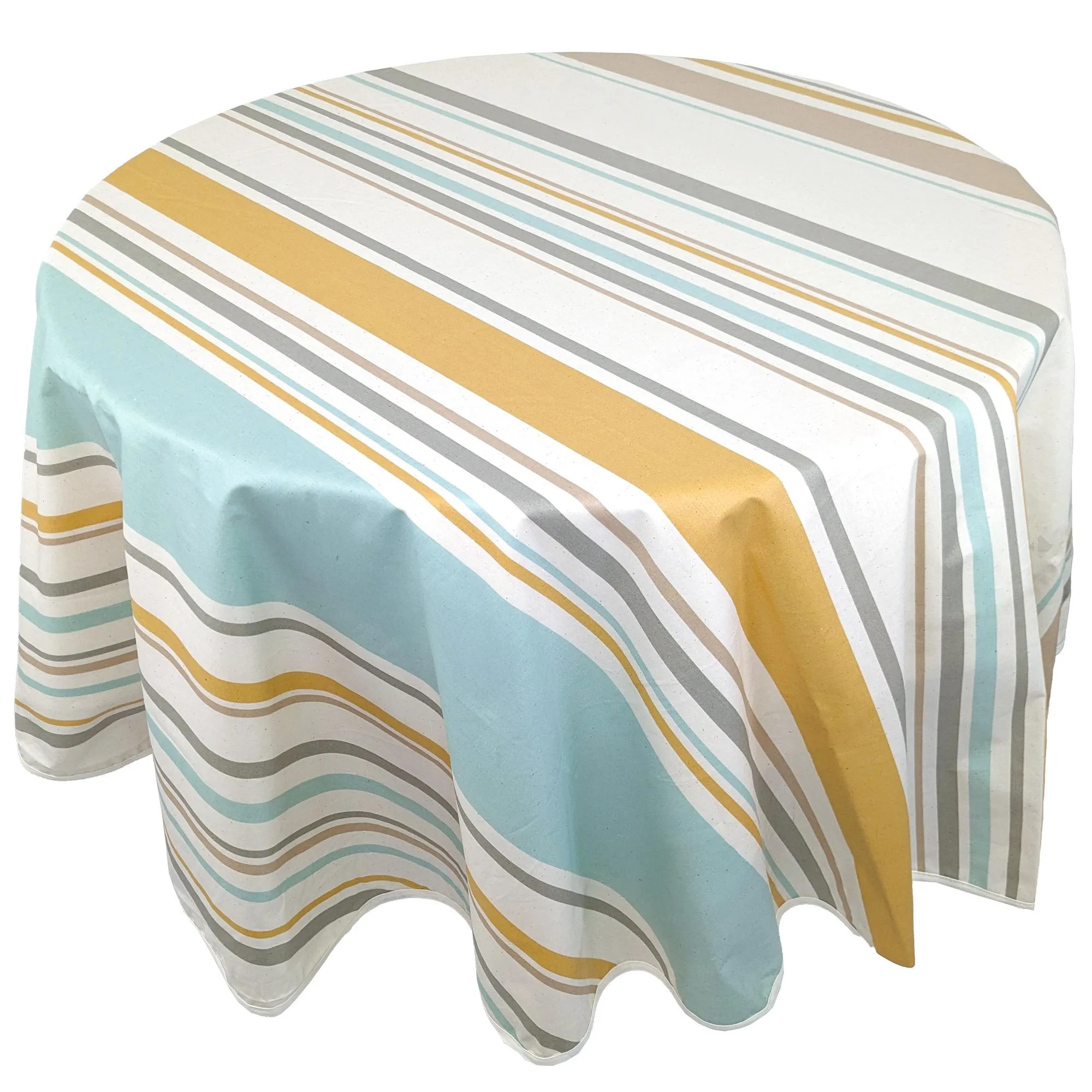 Nappe ronde 170 cm 100% coton collection ZOÉ beige moutarde