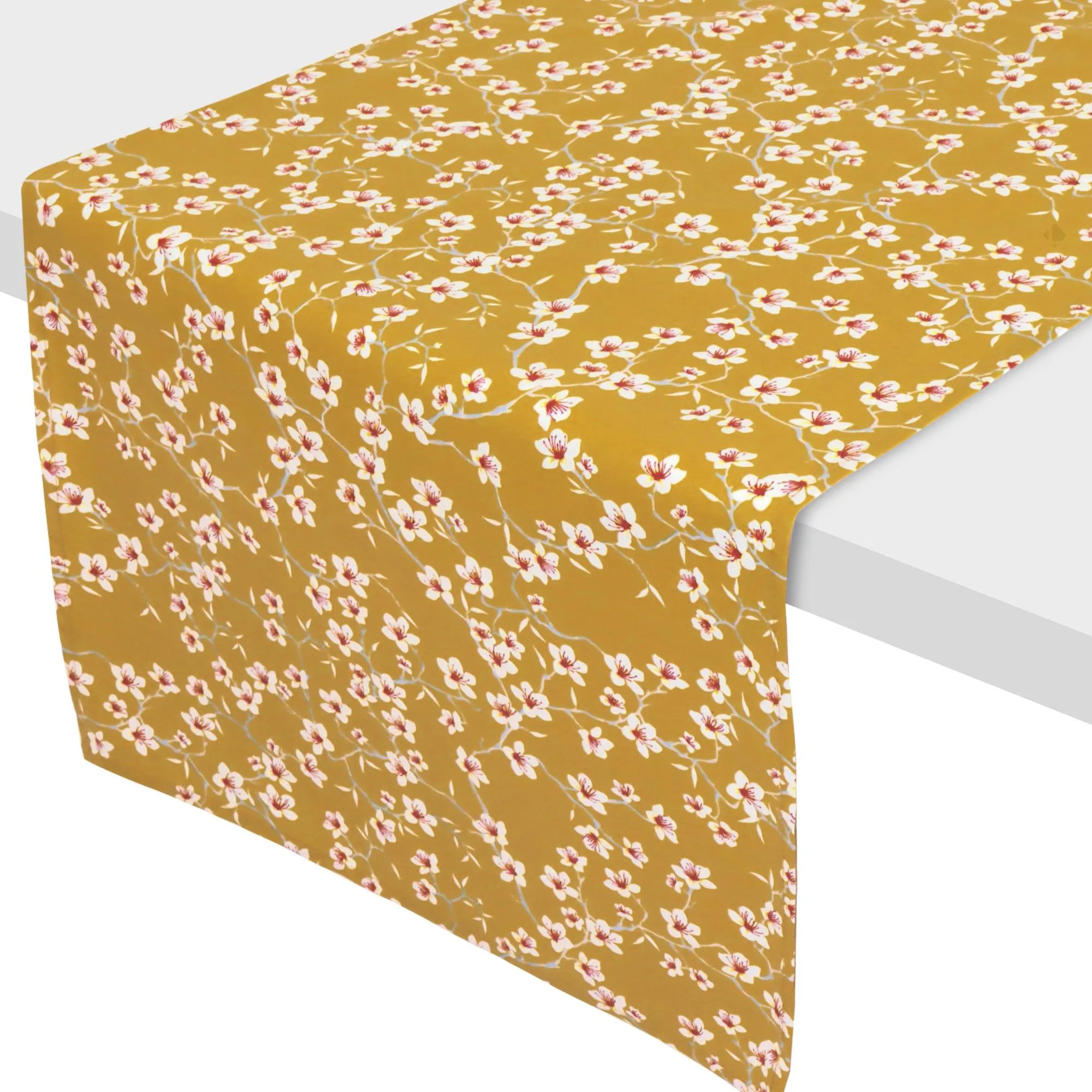 Chemin de table enduit 45x150 cm AMANDIER jaune Safran