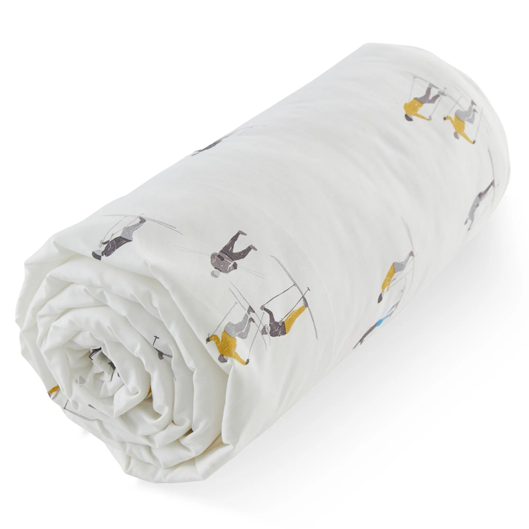 Drap housse 140x190 cm percale SNOW skieurs sur piste bonnet 30 cm