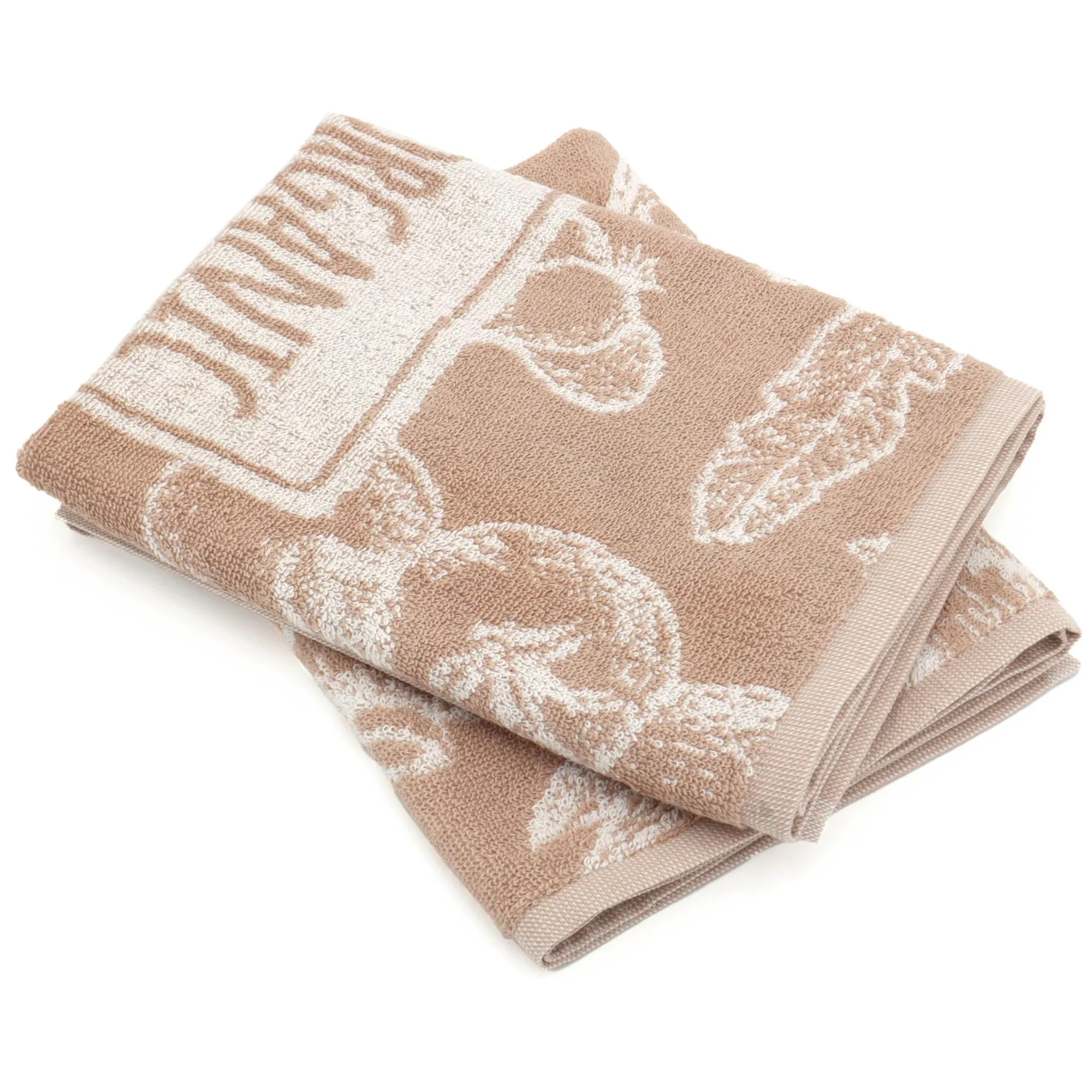 Lot de 2 torchons de cuisine éponge 50x50 cm coton ORGANIC marron