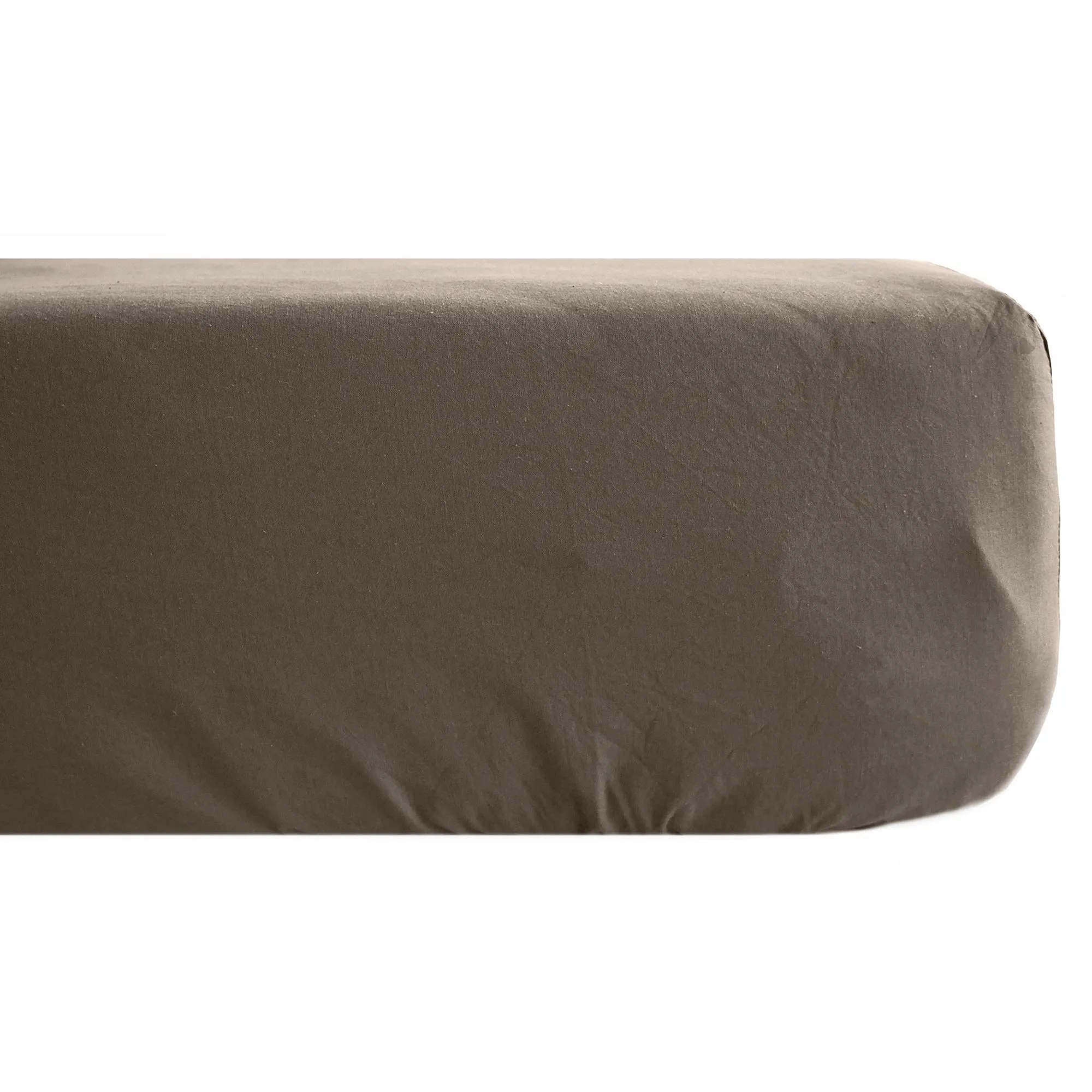 Drap housse 140x190 cm pur coton lavé PALACE marron tabac