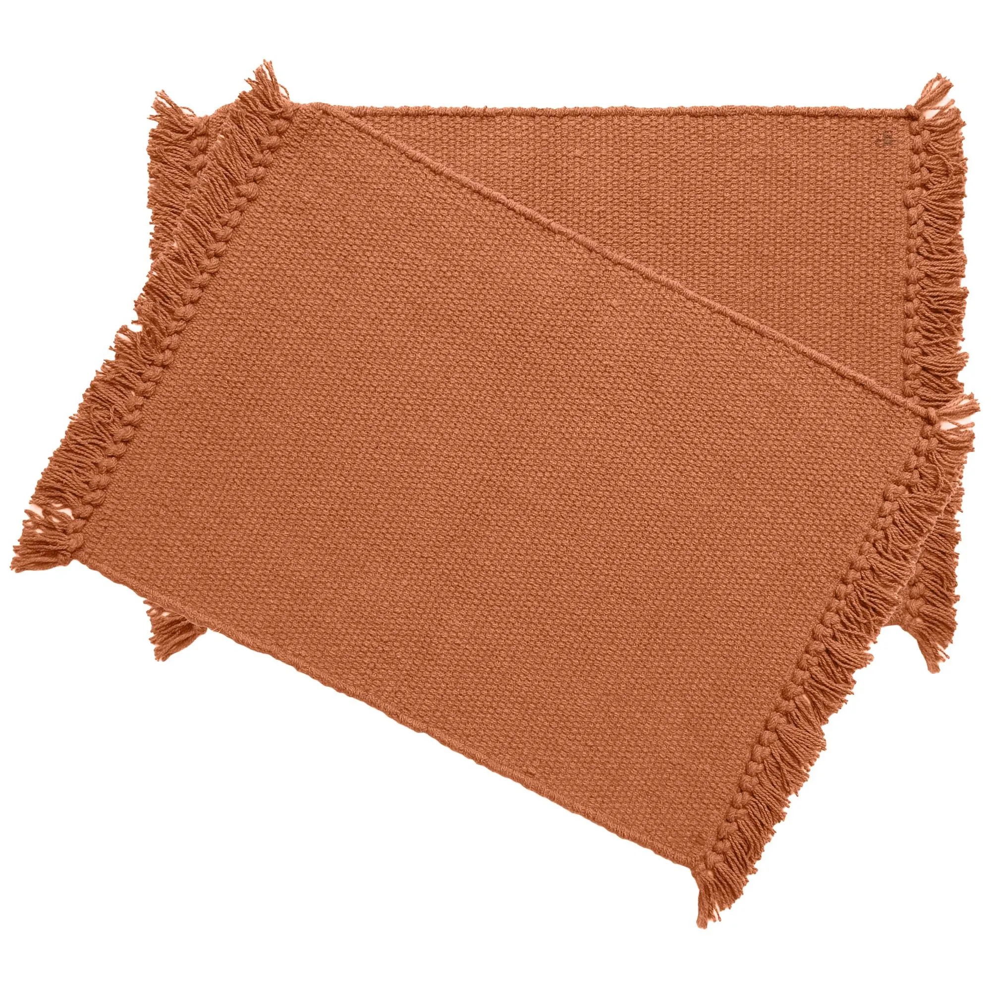 Lot de 2 sets de table à franges 33x46 cm PAPEETE marron Terre cuite