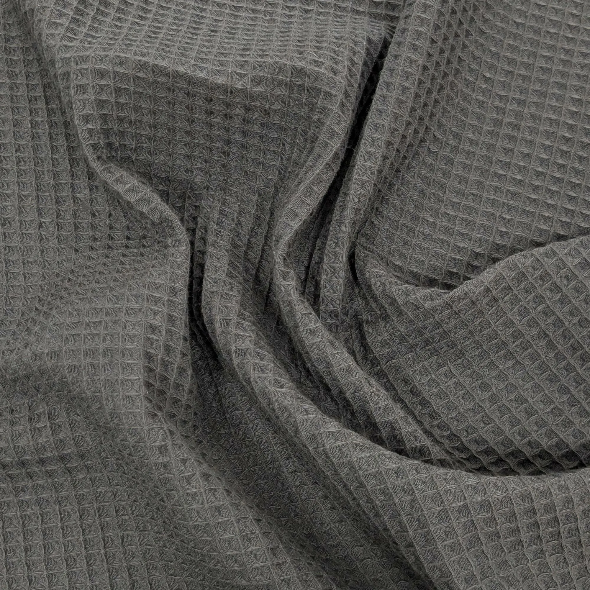 Tissu aspect nid d'abeille 230g/m² RUCHE pur coton noir anthracite