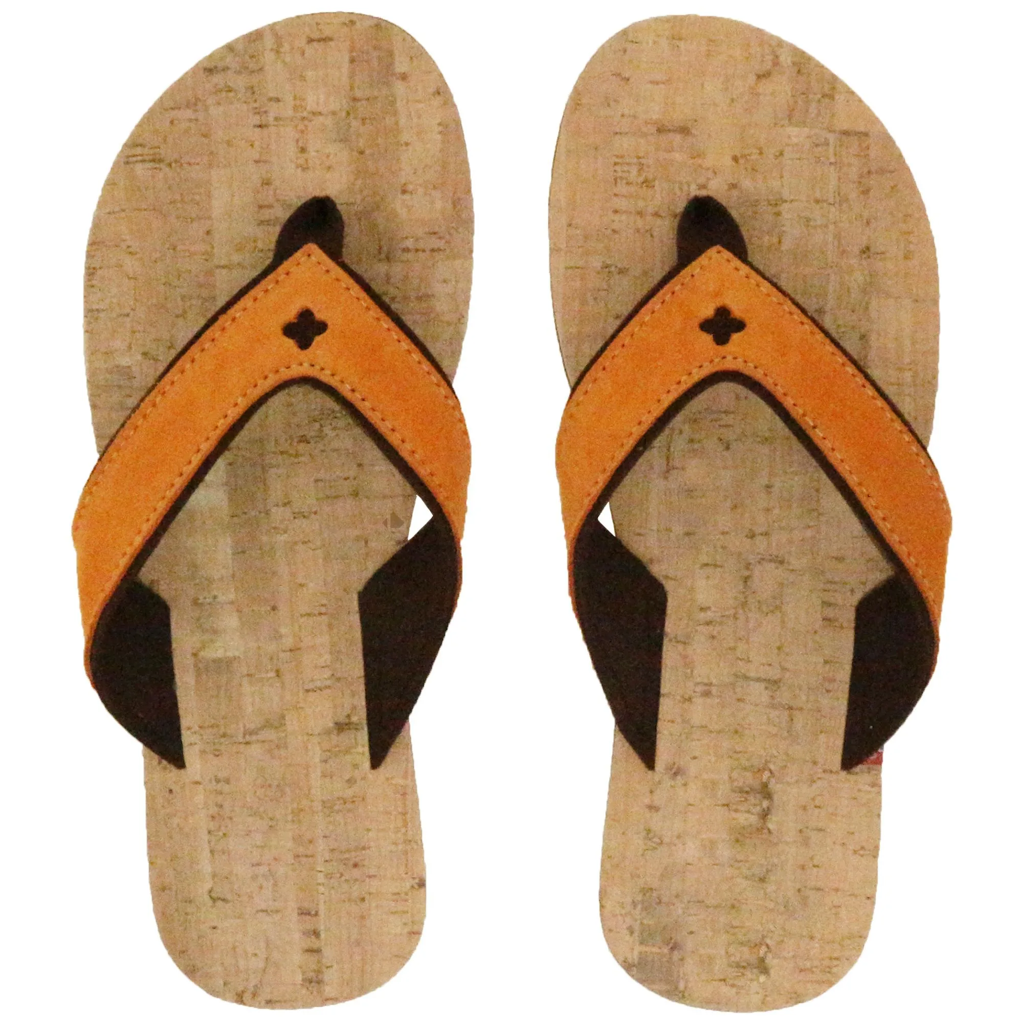 Tong bride large en cuir et liège SPERONE 34/35 Orange