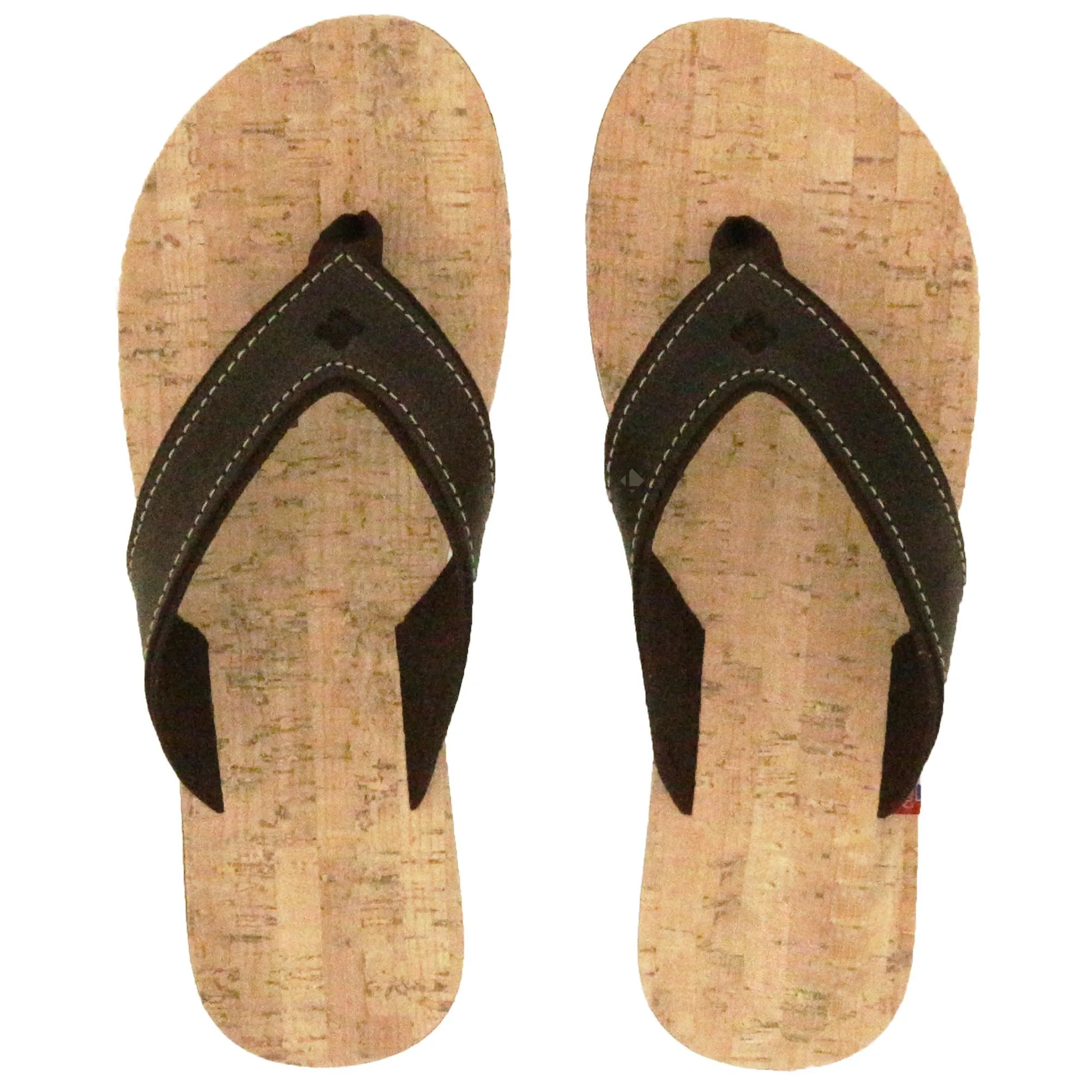 Tong bride large en cuir et liège SPERONE 44/45 marron Chocolat