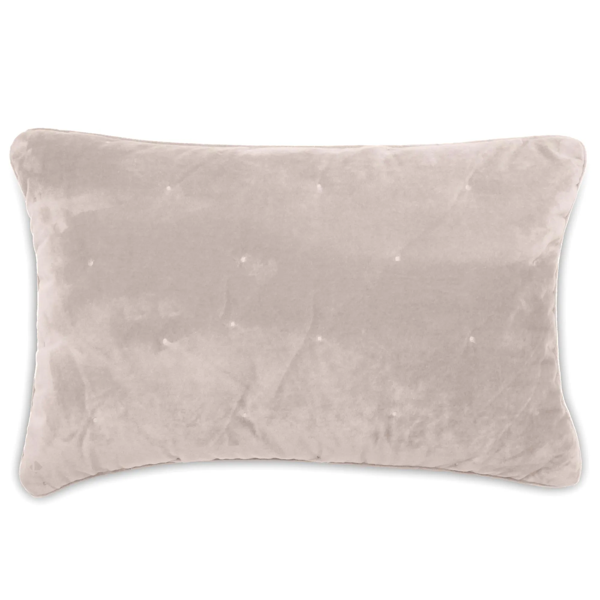 Housse de coussin 40x60 GIPSY velours piquage points brodés blanc Naturel