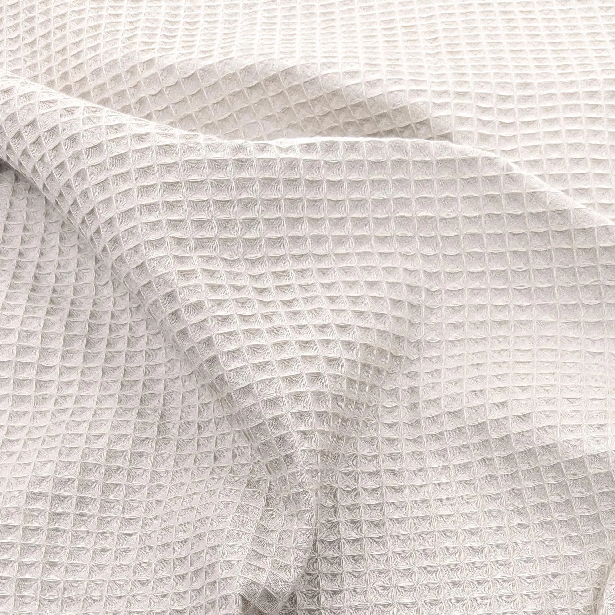 Tissu uni aspect nid d'abeille 230g/m² RUCHE pur coton beige lin