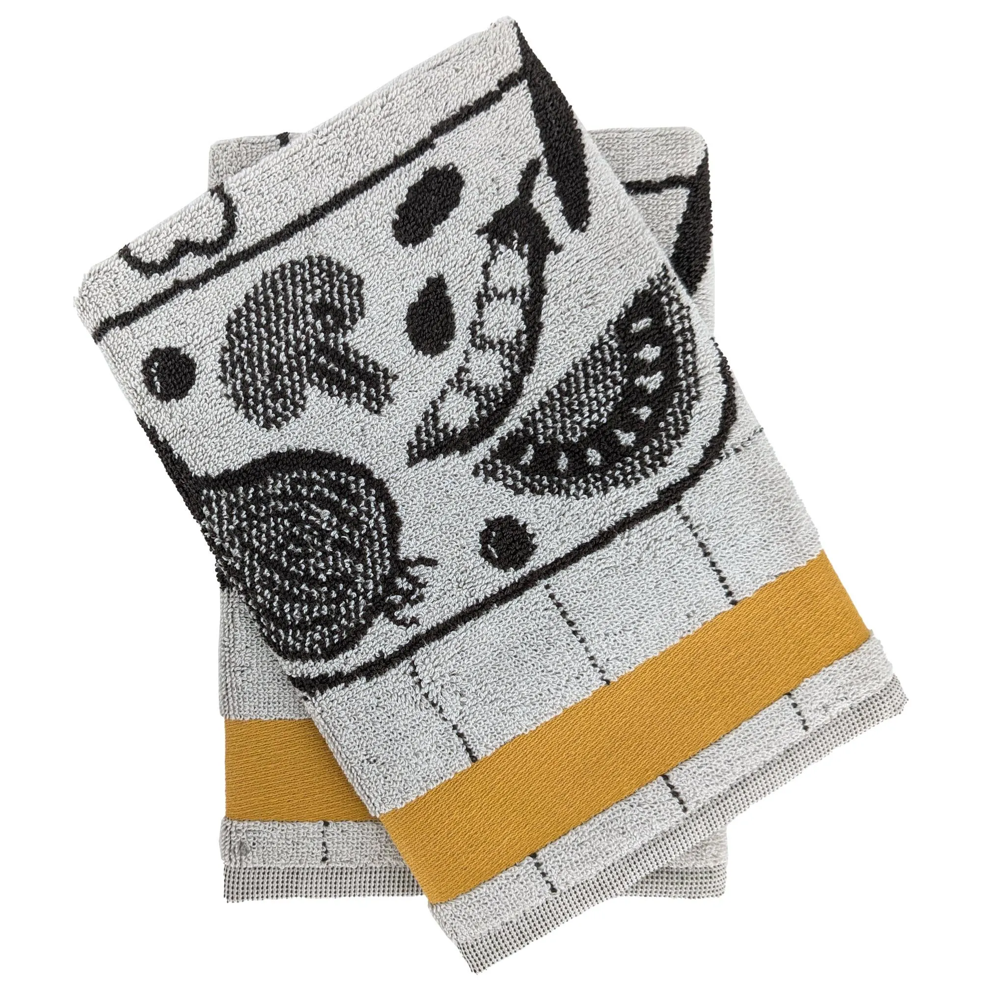 Lot de 2 torchons de cuisine 50x50 cm 100% coton SALAD motif thème salade marron