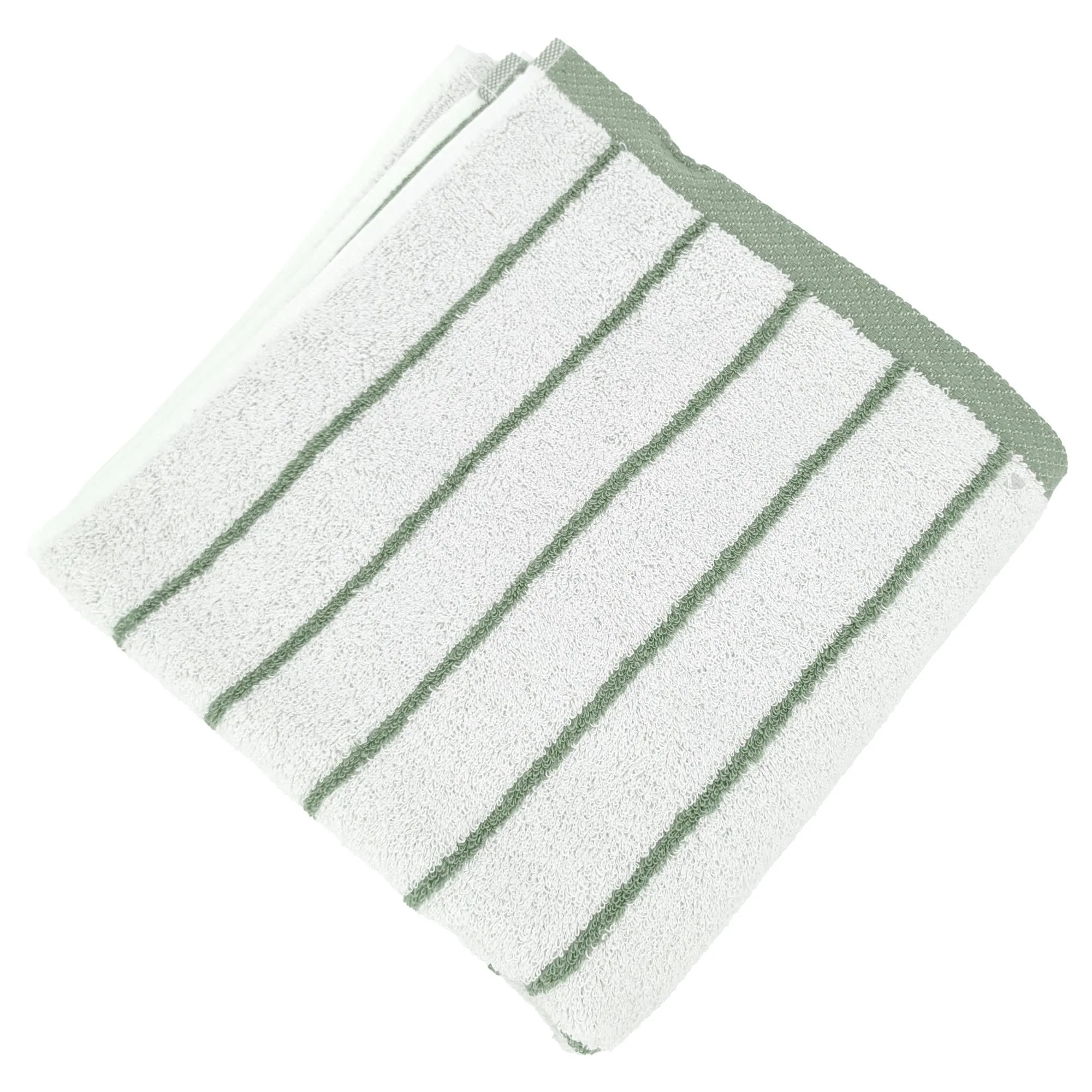 Serviette de toilette pur coton 50x100cm PURE LIGHT à rayures vert