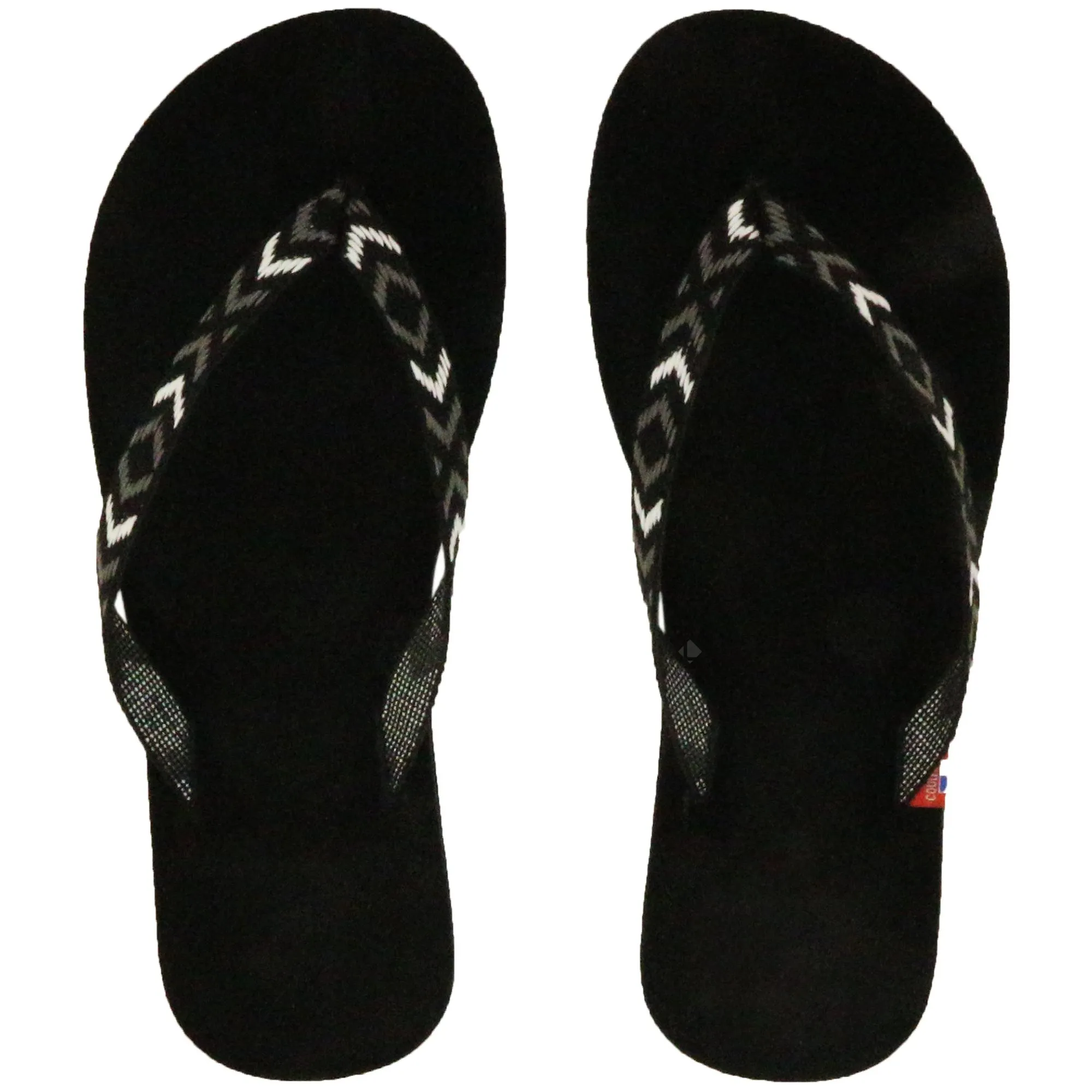 Tong en cuir motif ikat de la collection MAYA taille 34/35 Noir