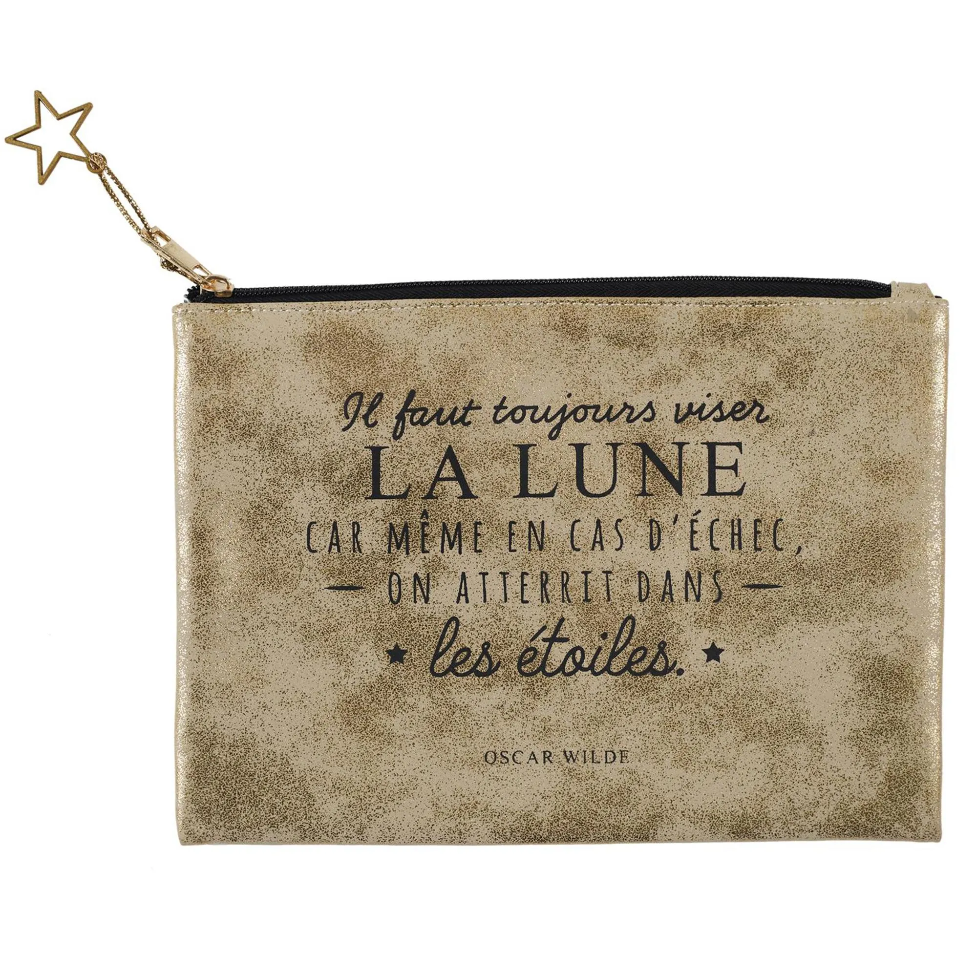 Pochette 20x15 cm collection CITATION modèle "La lune" beige doré
