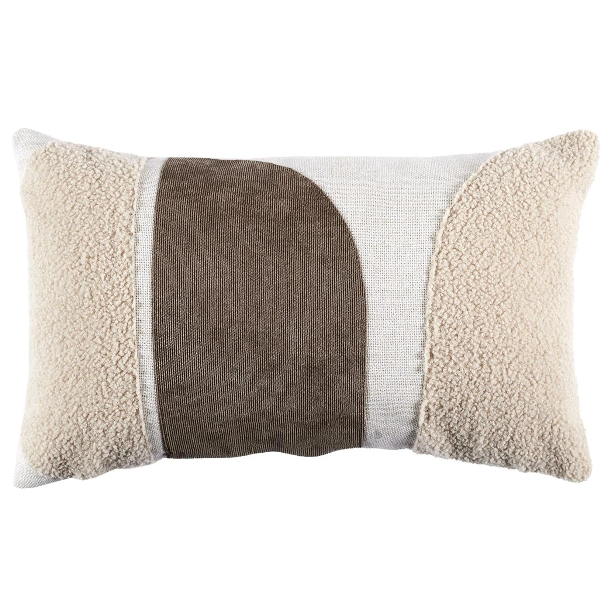 Coussin bicolore moderne 30x50 cm collection CRUSH beige et crème