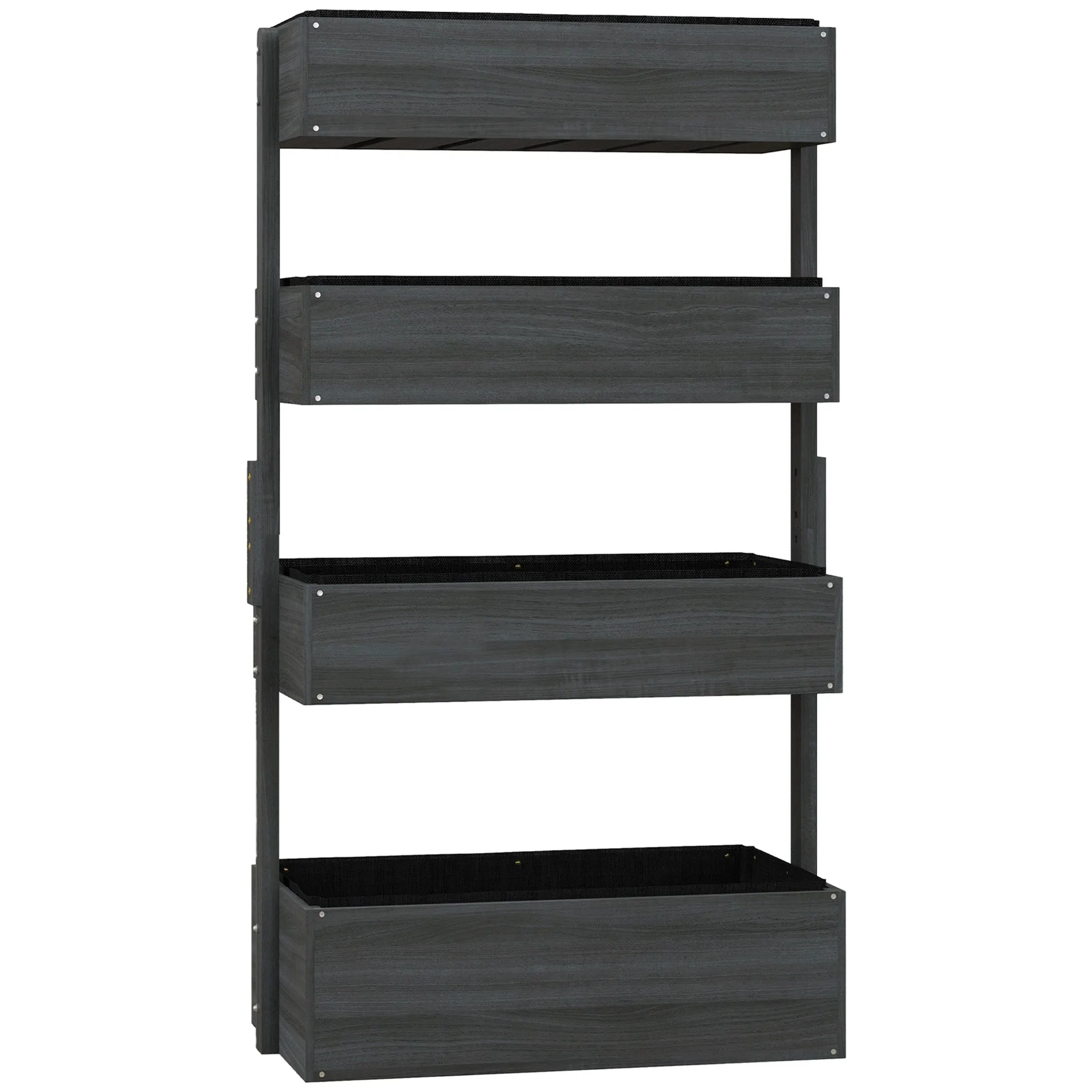 Wooden Plant Stand Grey Four-Tier Basket