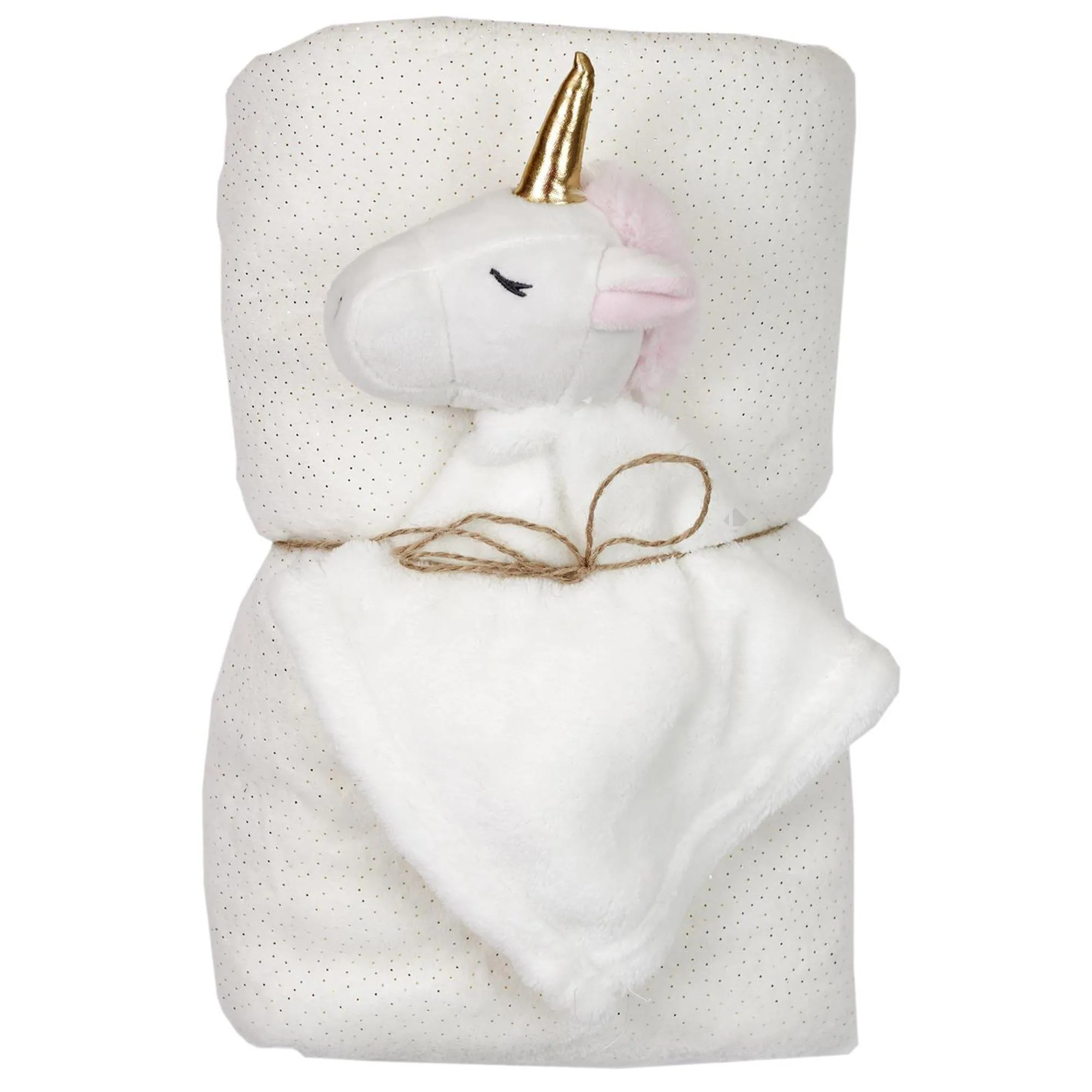 Peluche licorne blanche 20cm avec plaid 75x100 cm collection LITTLE CANDY blanc