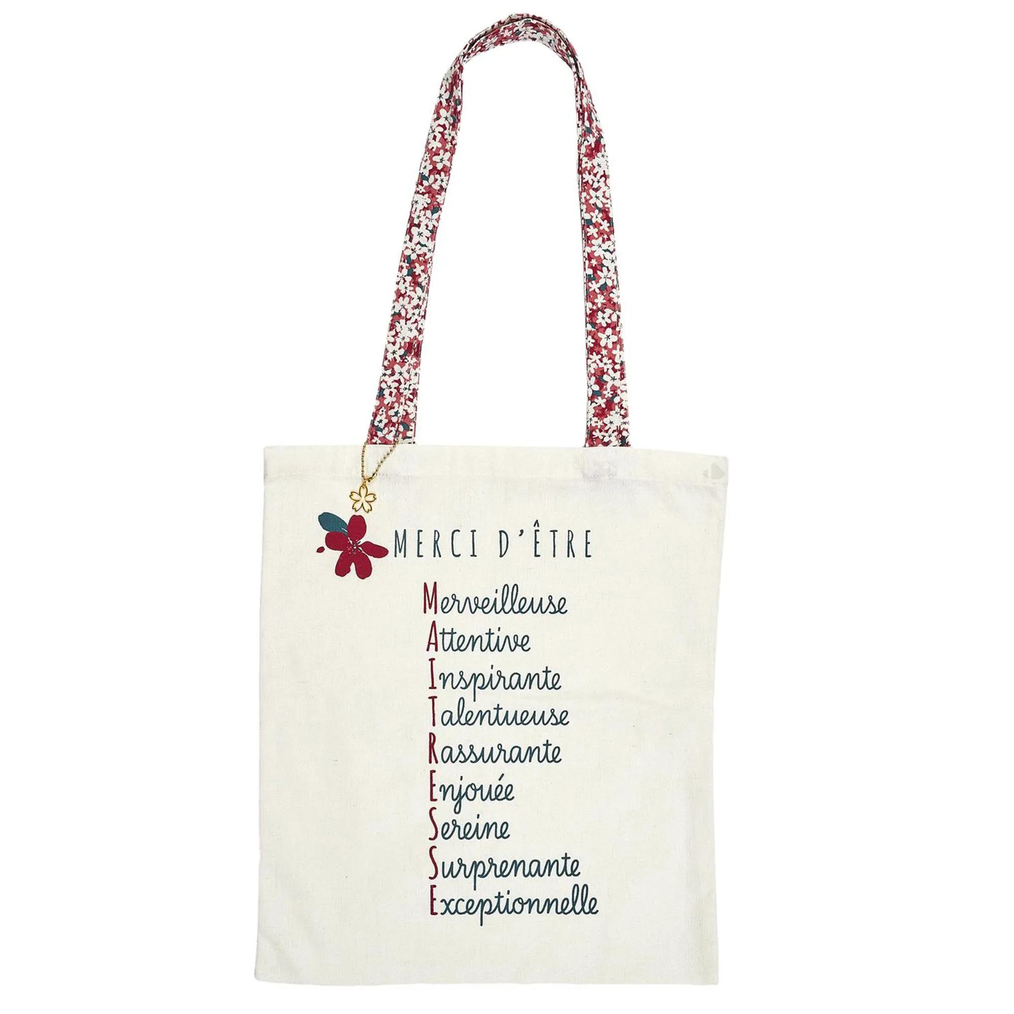 Tote Bag collection MERCI 36.5x42 cm blanc et rouge