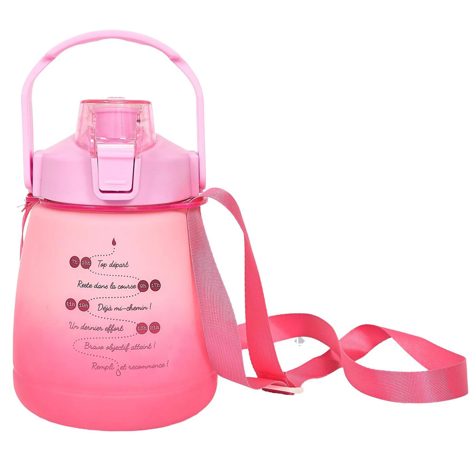 Bouteille en plastique 1.2L collection MOTIVATION couleur rose