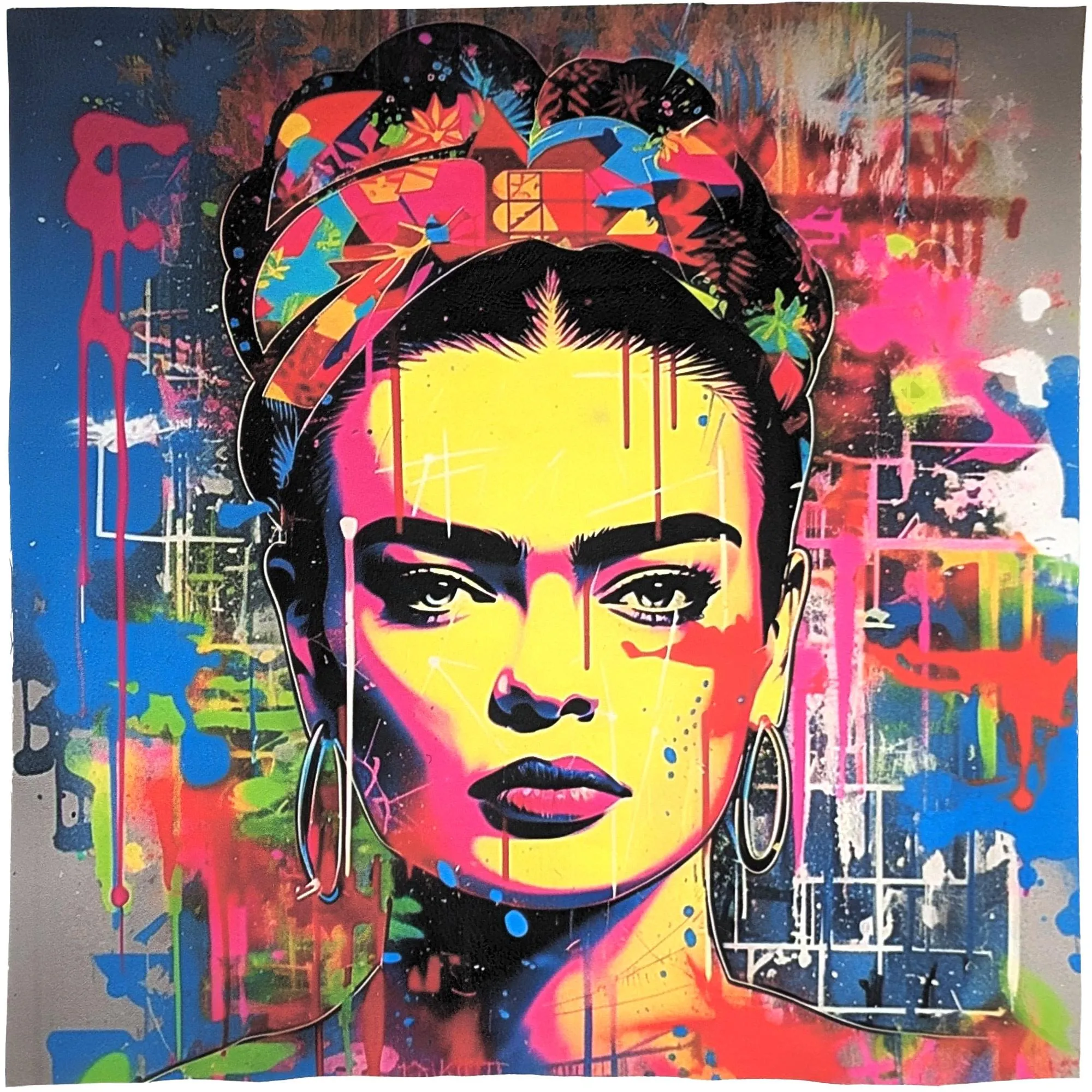 Carré de tissu similicuir 44x44 cm KARIA personnage Frida Kahlo multicolore