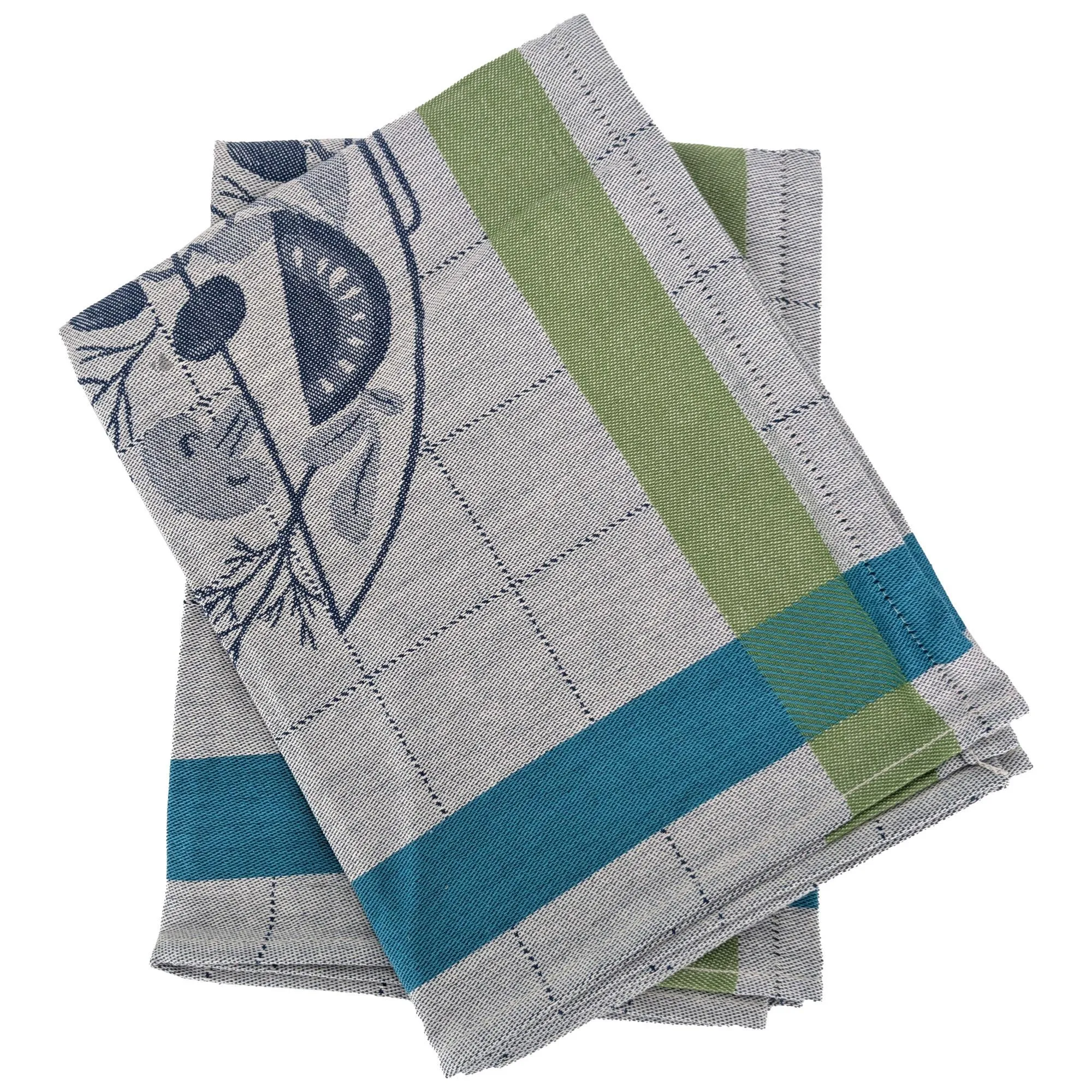 Lot de 2 torchons de cuisine 50x70 cm 100% coton SALAD motif thème salade vert