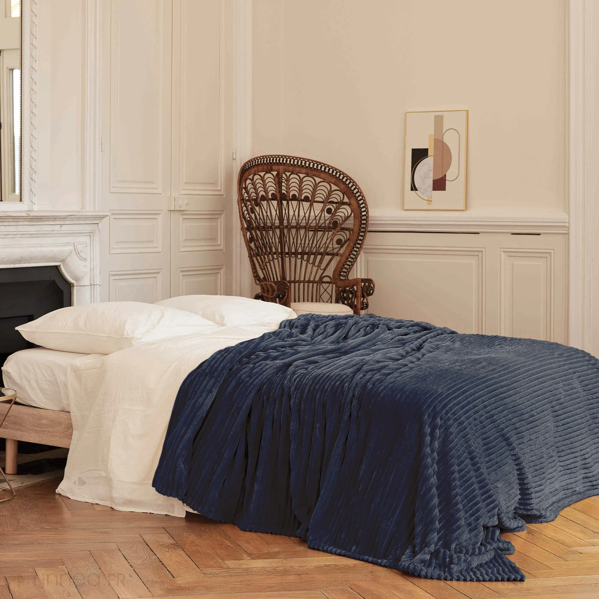 Couverture 100% polyester 180x240 cm microvelours DOLCE gris acier