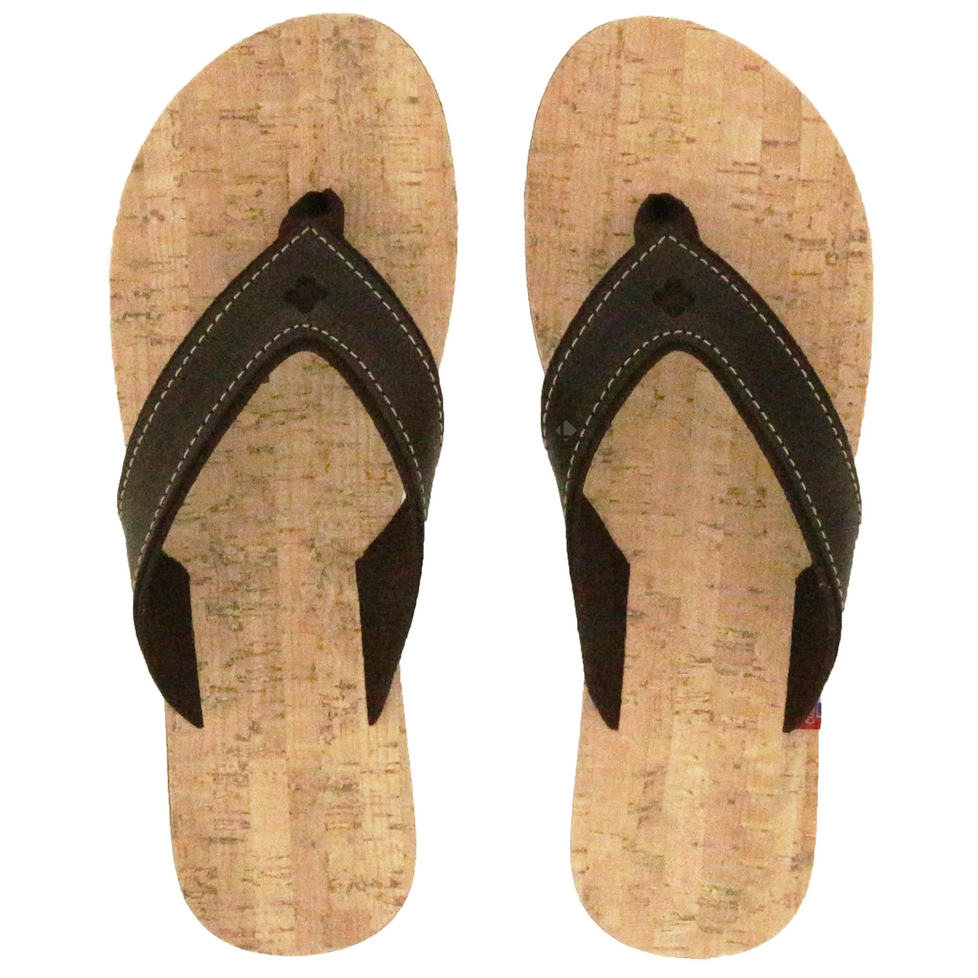 Tong bride large en cuir et liège SPERONE 46/47 marron Chocolat