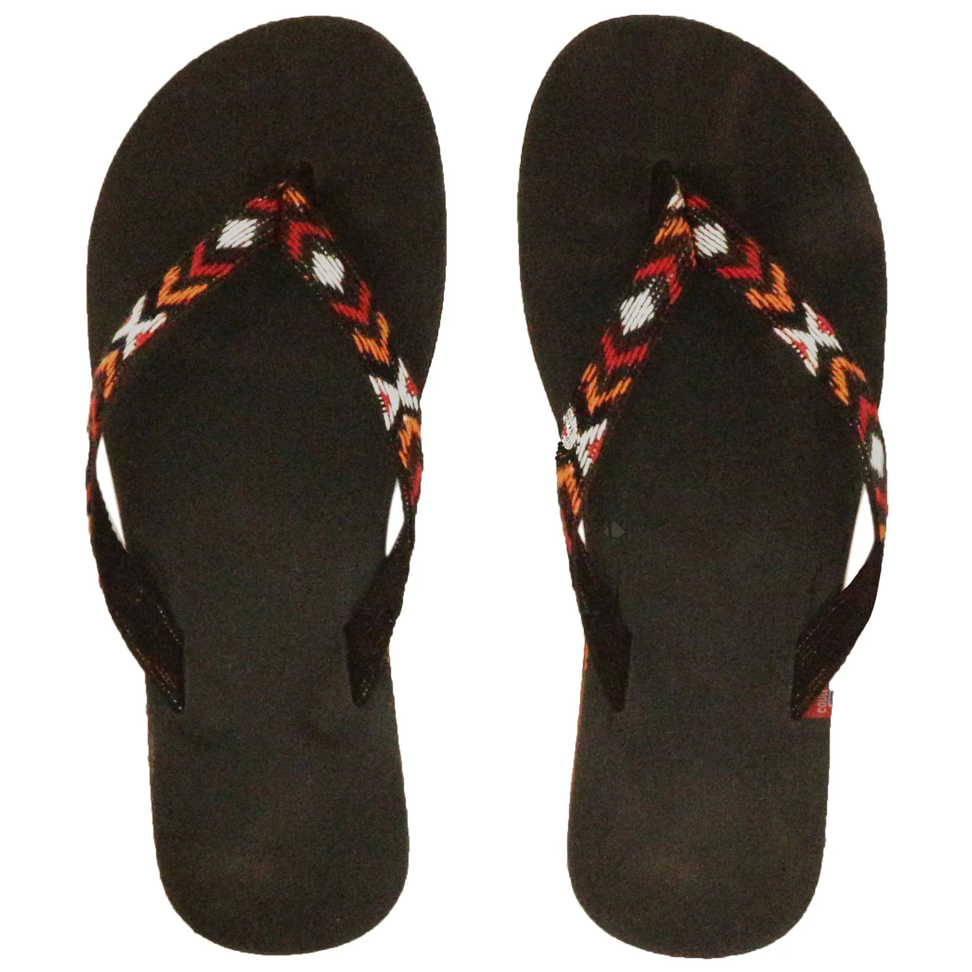 Tong en cuir motif ikat MAYA taille 42/43 marron Chocolat