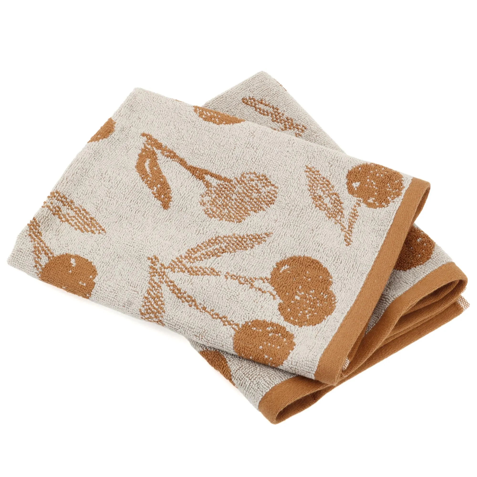 Lot de 2 torchons de cuisine éponge 50x50 cm coton BING marron