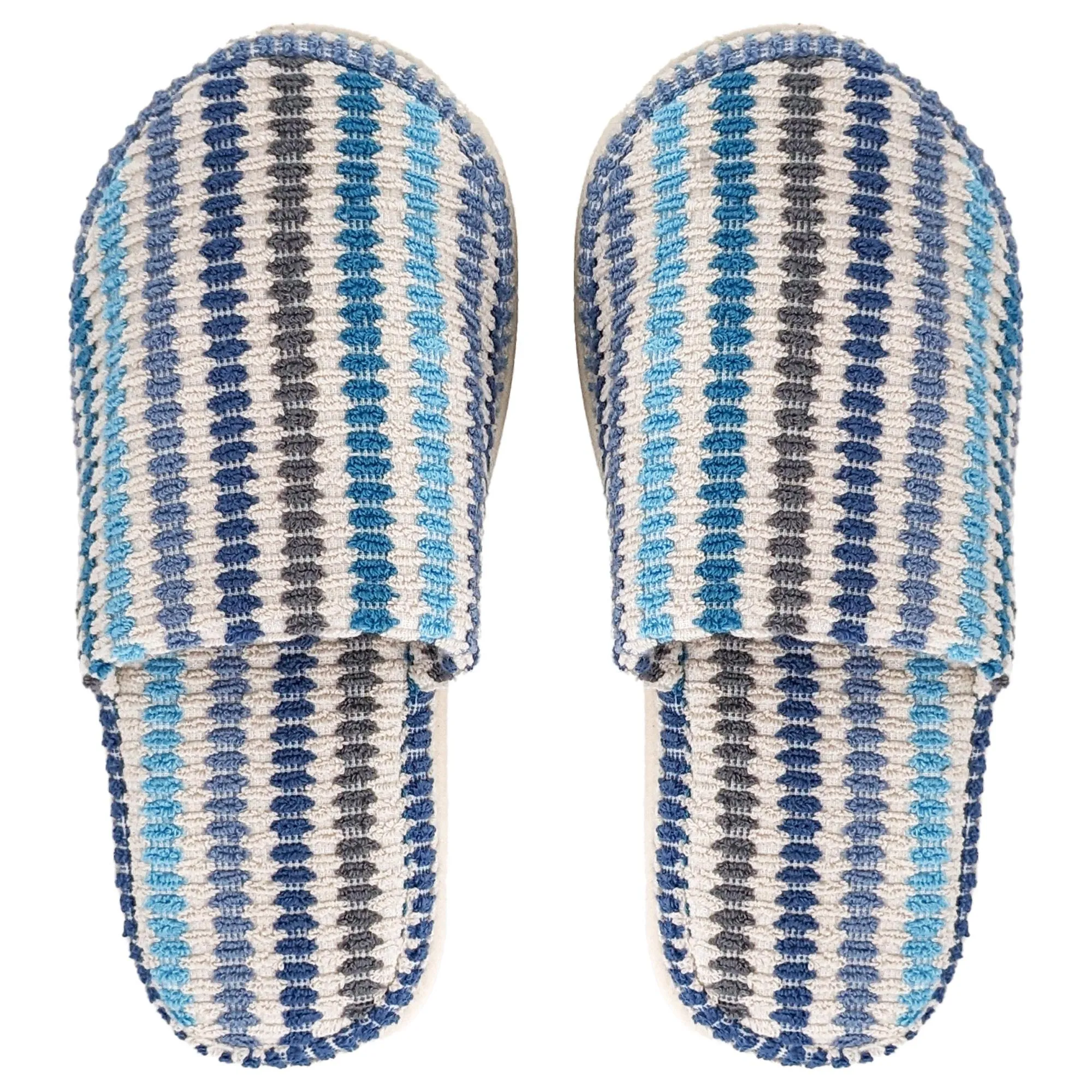 Chaussons à rayures taille L/XL 100% coton collection BREEZE bleu