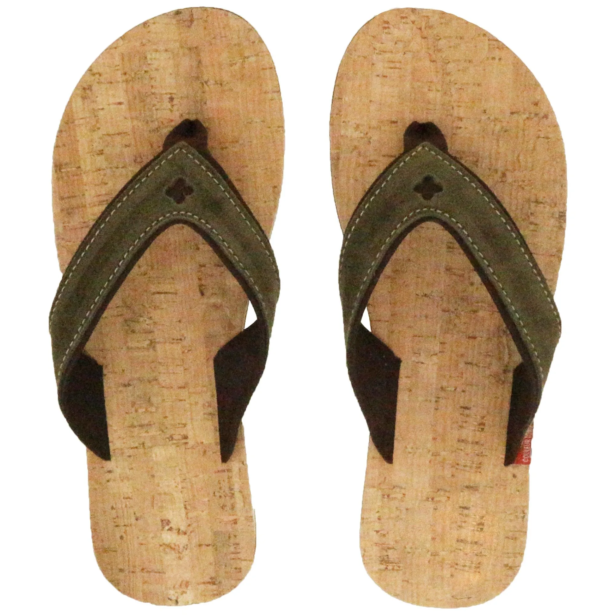 Tong bride large en cuir et liège SPERONE 34/35 Vert