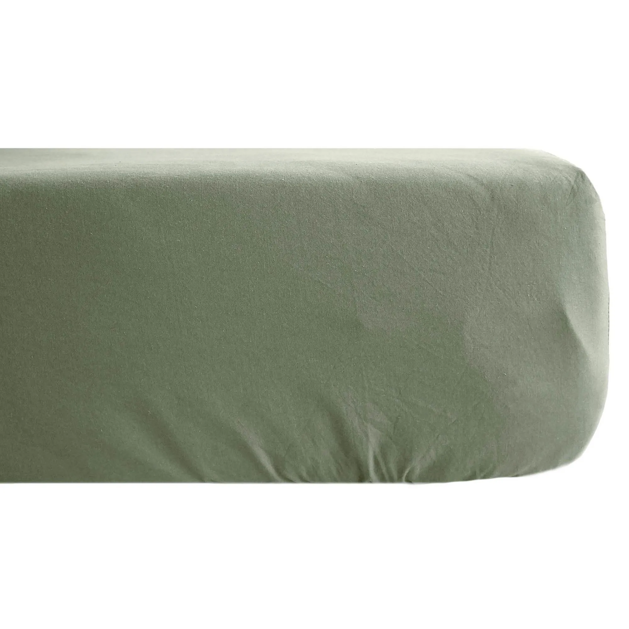 Drap housse 140x190 cm pur coton lavé PALACE vert sauge