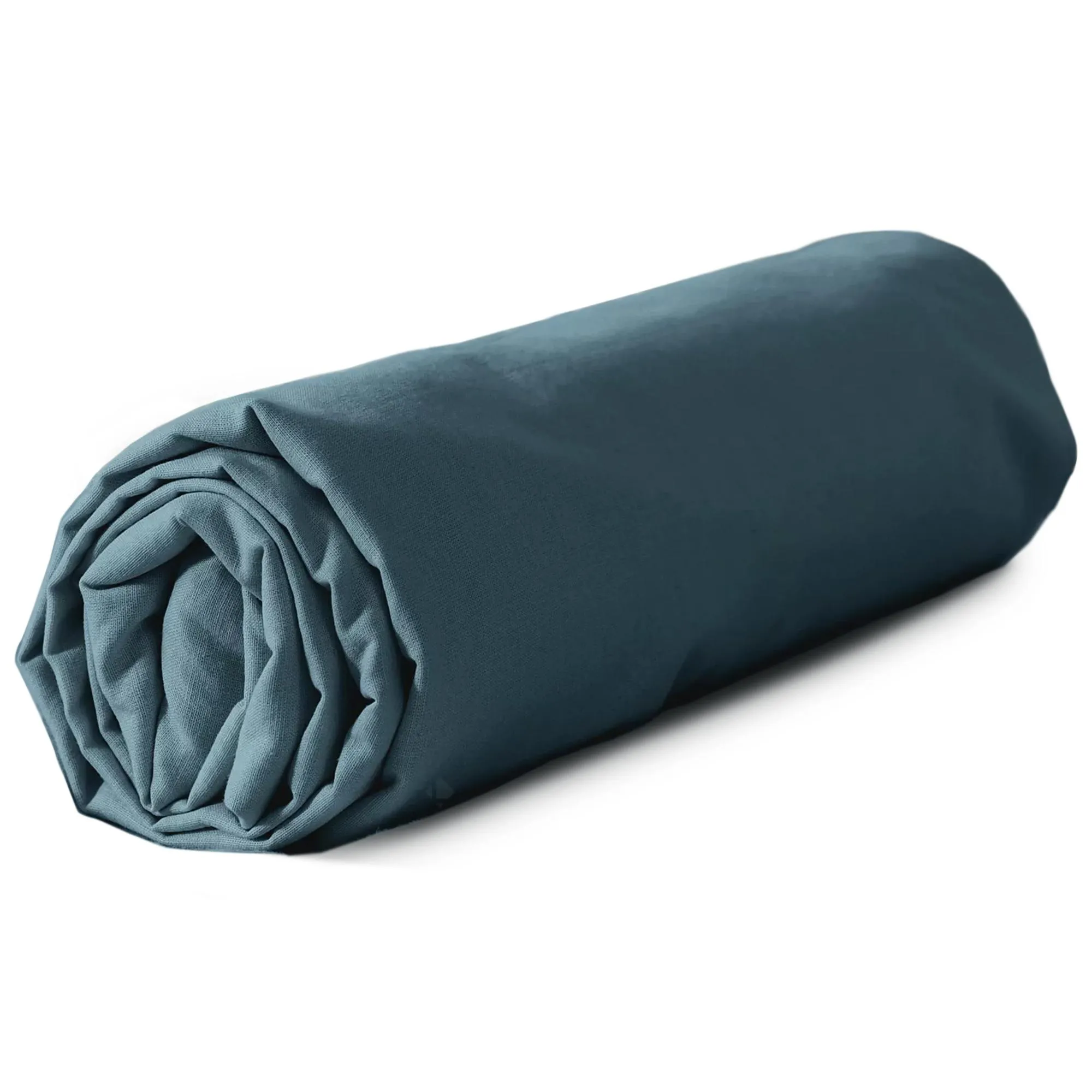 Drap housse 140x190 cm coton lavé LINO bleu marine